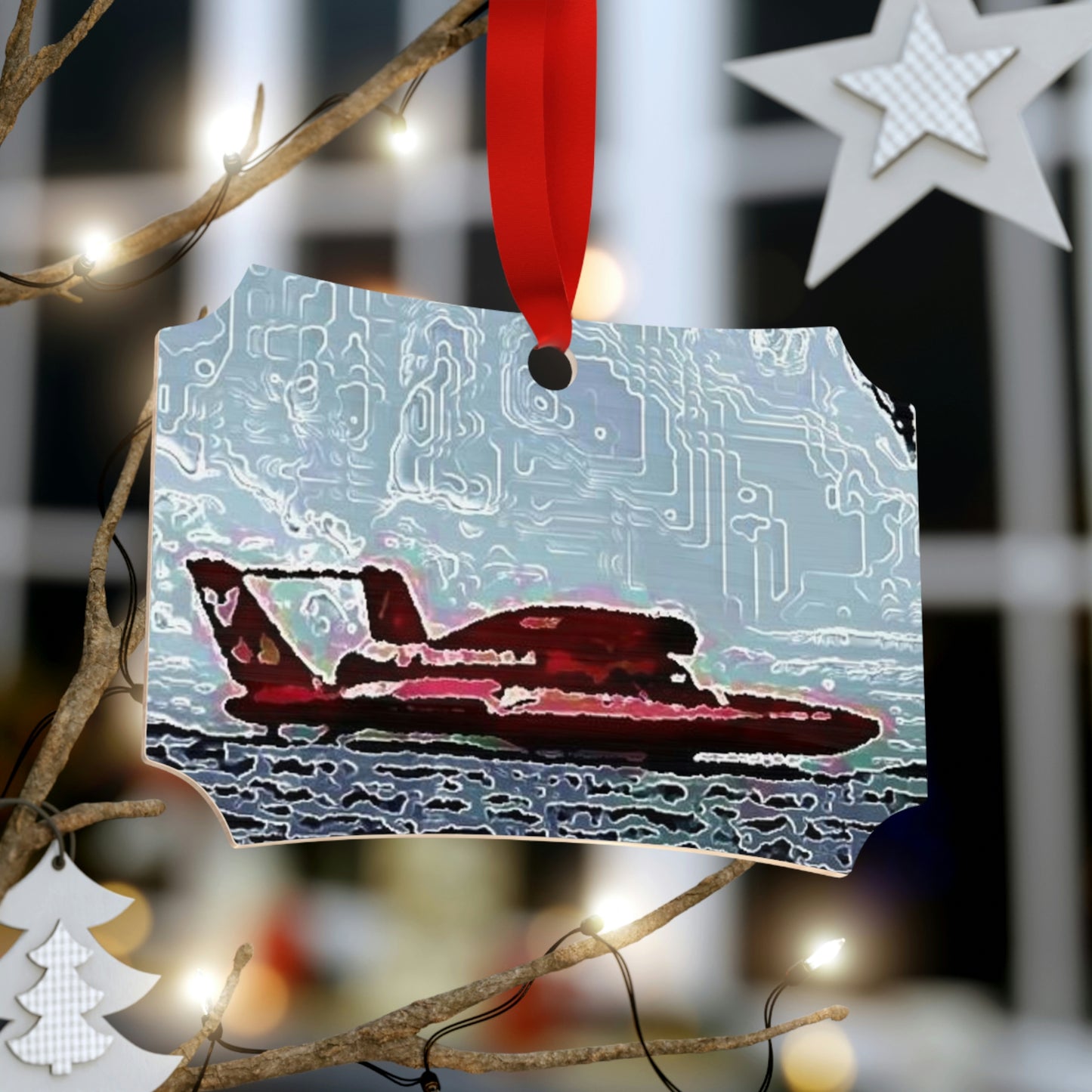 Plywood Ornaments (Round, Berlin) ... Seattle Columbia Cup On Lake Washington ... "Dave Wilcox Heads For The Win" ... Associate Gift-Photo ... Original Works ...