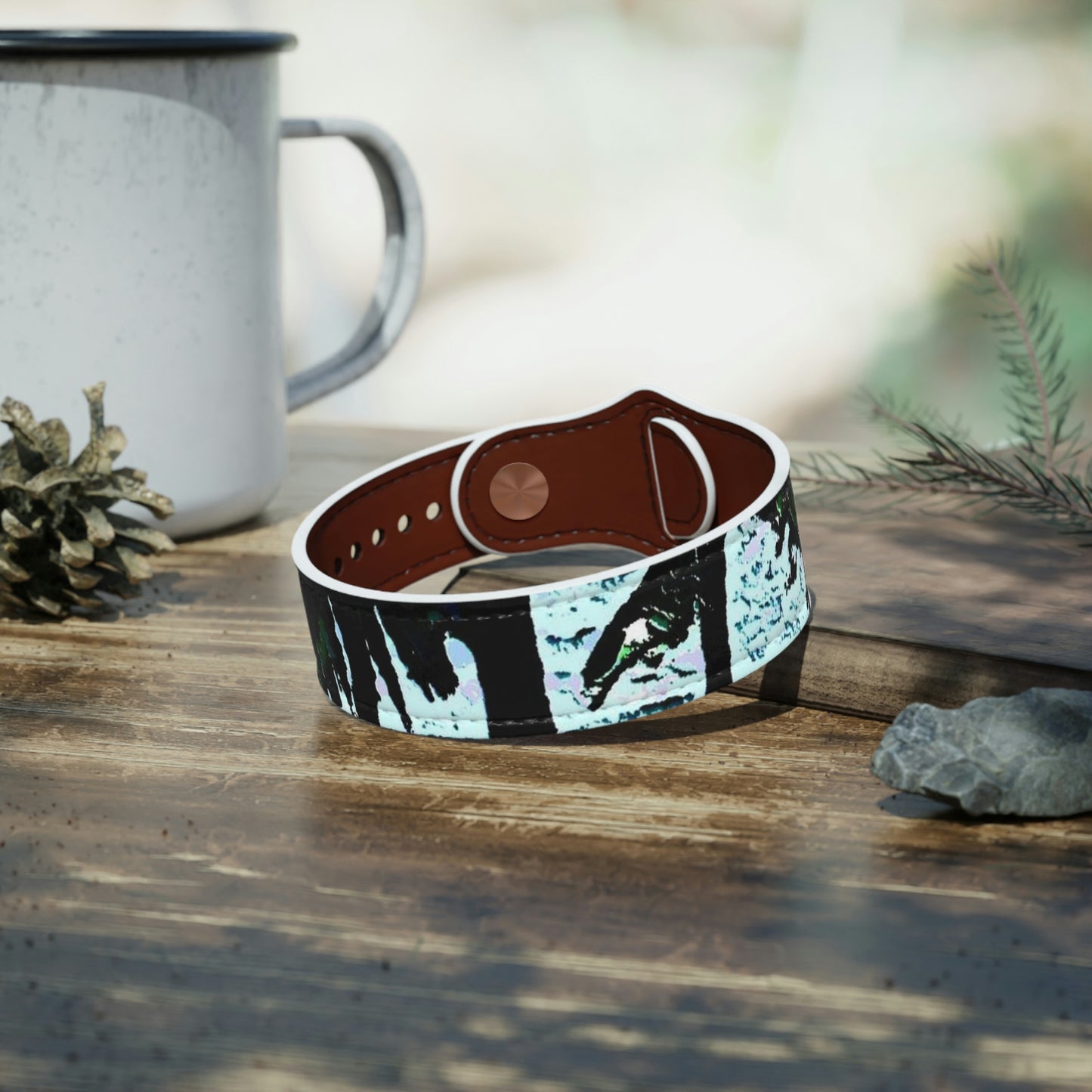 Faux Leather Wristband ...  "A Beautiful Beach Amongst The Palms" ... The Outrigger Waikiki, Honolulu, Oahu ... Original Works ...
