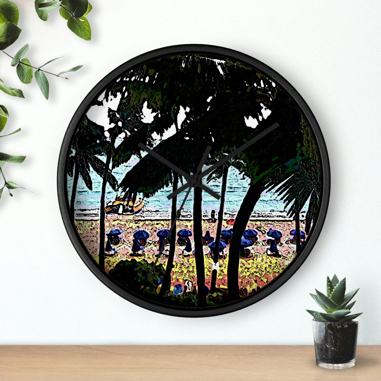 Wall Clock ... "A Beautiful Beach Amongst The Palms" ... The Outrigger Waikiki, Honolulu, Oahu ... Original Works ...