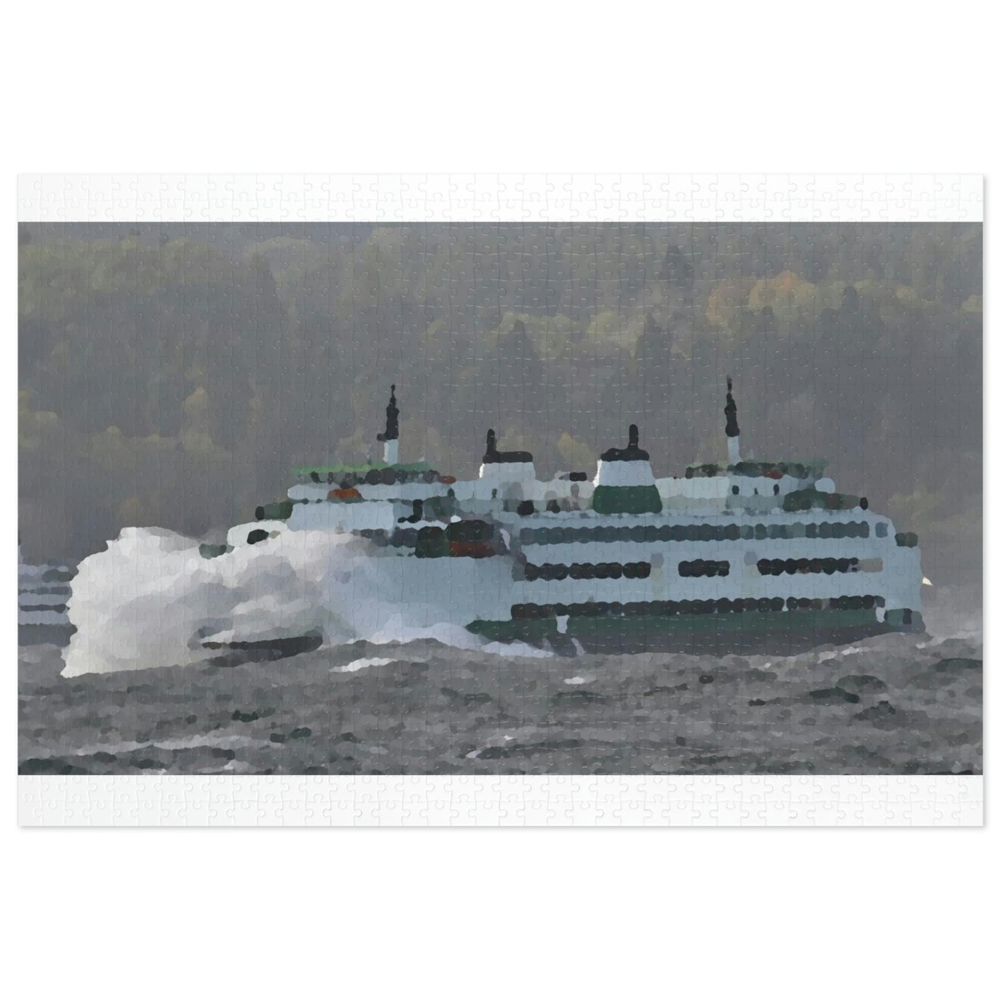 Jigsaw Puzzle (30, 110, 252, 500,1000-Piece) ... WADOT Ferry Crossing ... "A Very Rough Day" ... Mulkiteo Route ... Family Archives ... Early 1990's' ... Original Works ...