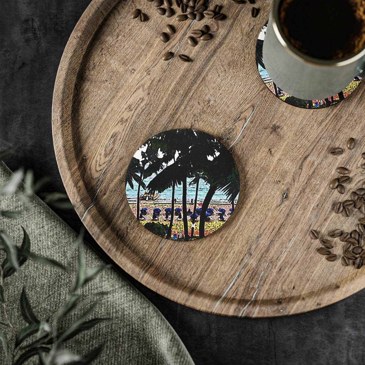 Coasters ... "A Beautiful Beach Amongst The Palms" ... The Outrigger Waikiki, Honolulu, Oahu ... Original Works ...