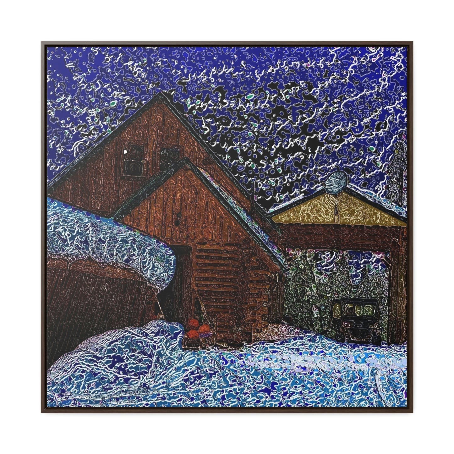 Gallery Canvas Wraps, Square Frame ... A Litle Bit Of Color ...  A Little Bit Of Van Gogh ... A Little Bit Of Vertigo ... "And Away You Go With The Snow .." Original Works: Rendering Time: 16 Hours ...
