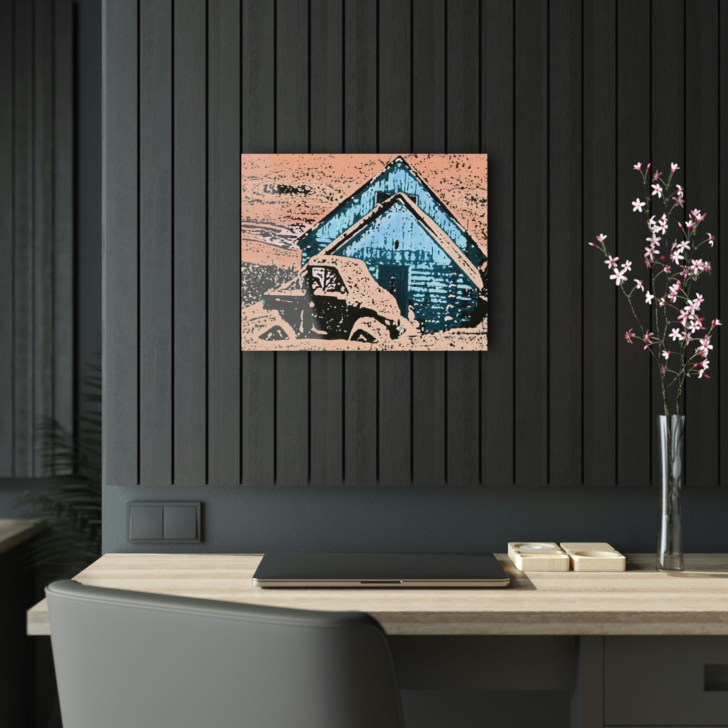 Acrylic Prints ... After An Intense Snow Storm ... 'Digging Out' ... A Vehicle & Cabin "In The Mountains" ... March 2023 ... Original Works ...