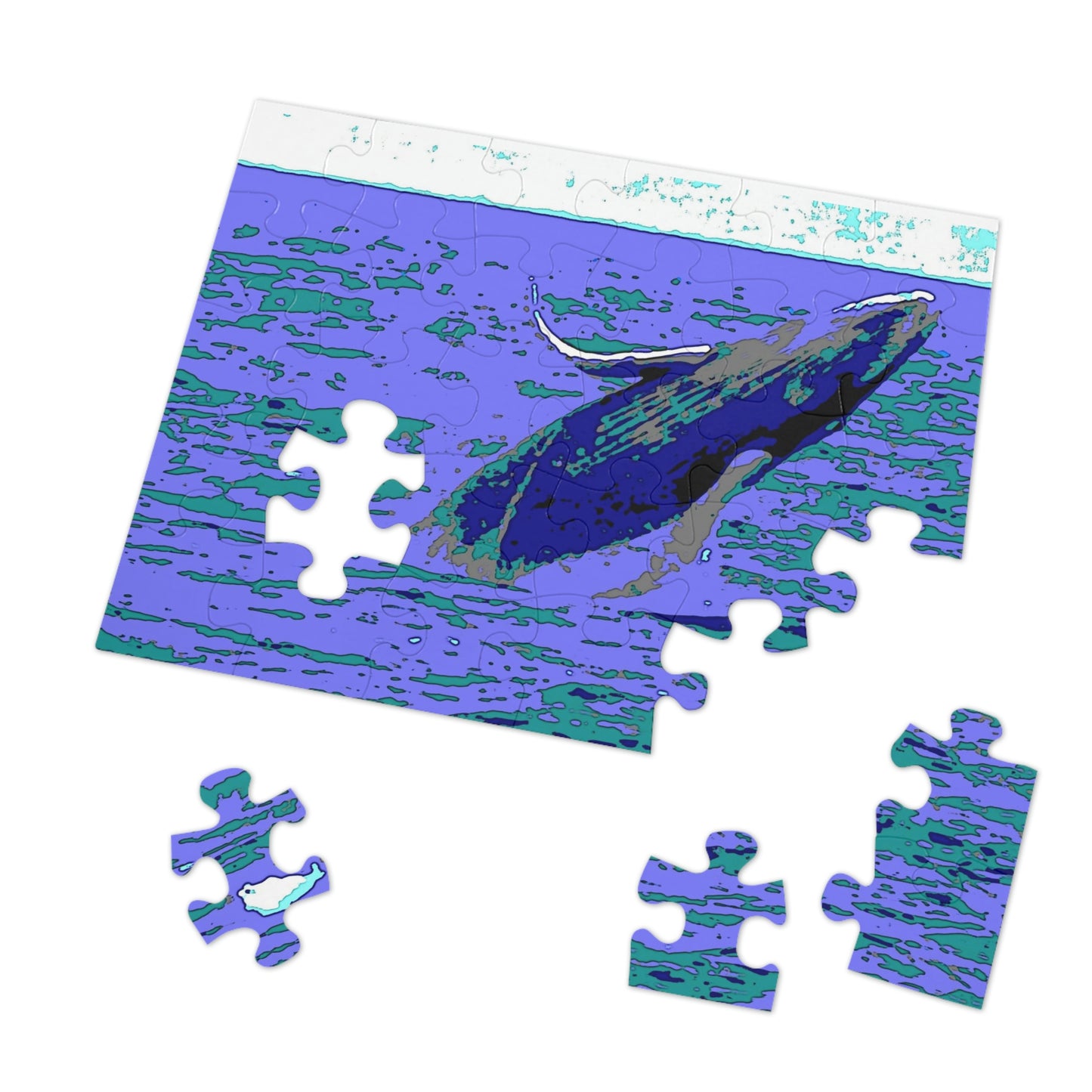Jigsaw Puzzle (30, 110, 252, 500,1000-Piece) ... Baby Humpback Breaching ... Maui, HI: April 2022 ... "Family Archives: KPH" ... Original Works ...
