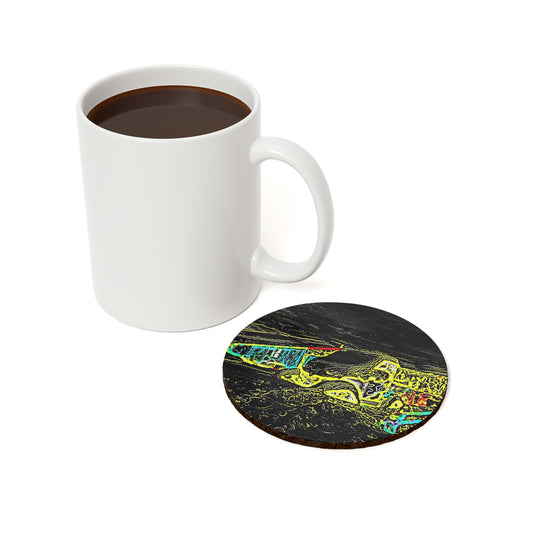 Cork Back Coaster ... "Snow Vehicle In Snow Storm At-Rest" ... Circa 12Mar23 ... Central Idaho ... 18-Hours Rendering Time: Original Works ...
