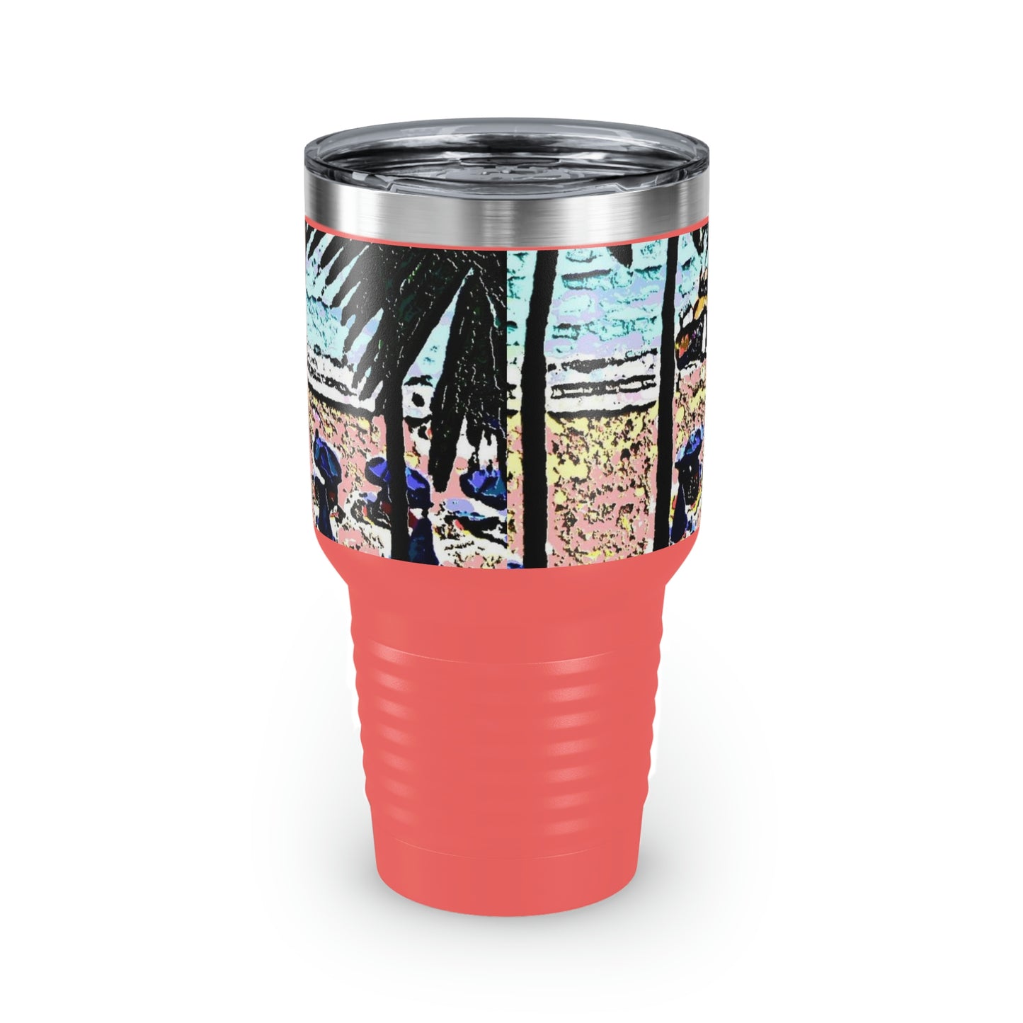 Ringneck Tumbler, 30oz ... "A Beautiful Beach Amongst The Palms" ... The Outrigger Waikiki, Honolulu, Oahu ... Original Works ...