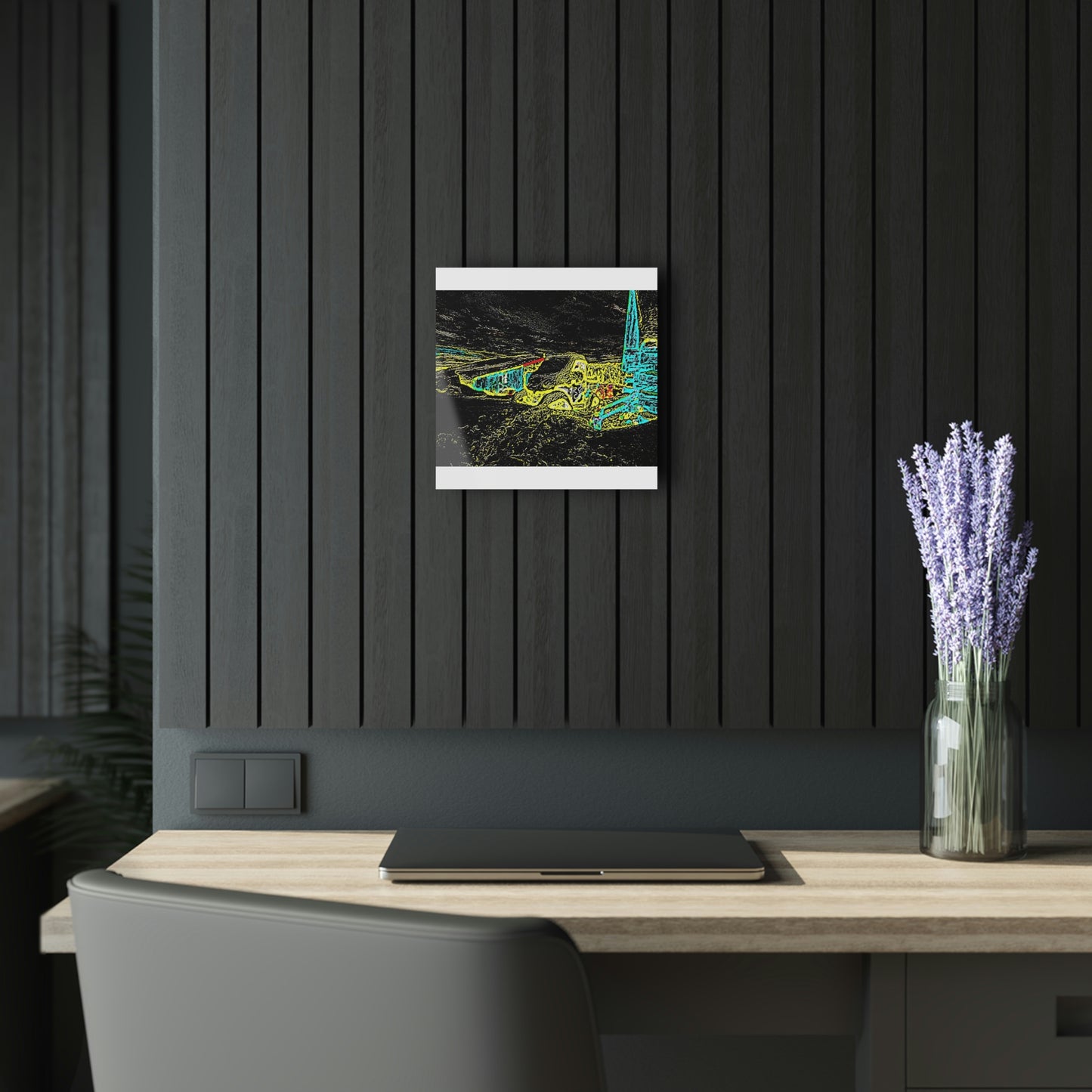 Acrylic Prints (French Cleat Hanging) ... "Snow Vehicle In Snow Storm At-Rest" ... Circa 12Mar23 ... Central Idaho ... 18-Hours Rendering Time: Original Works ...