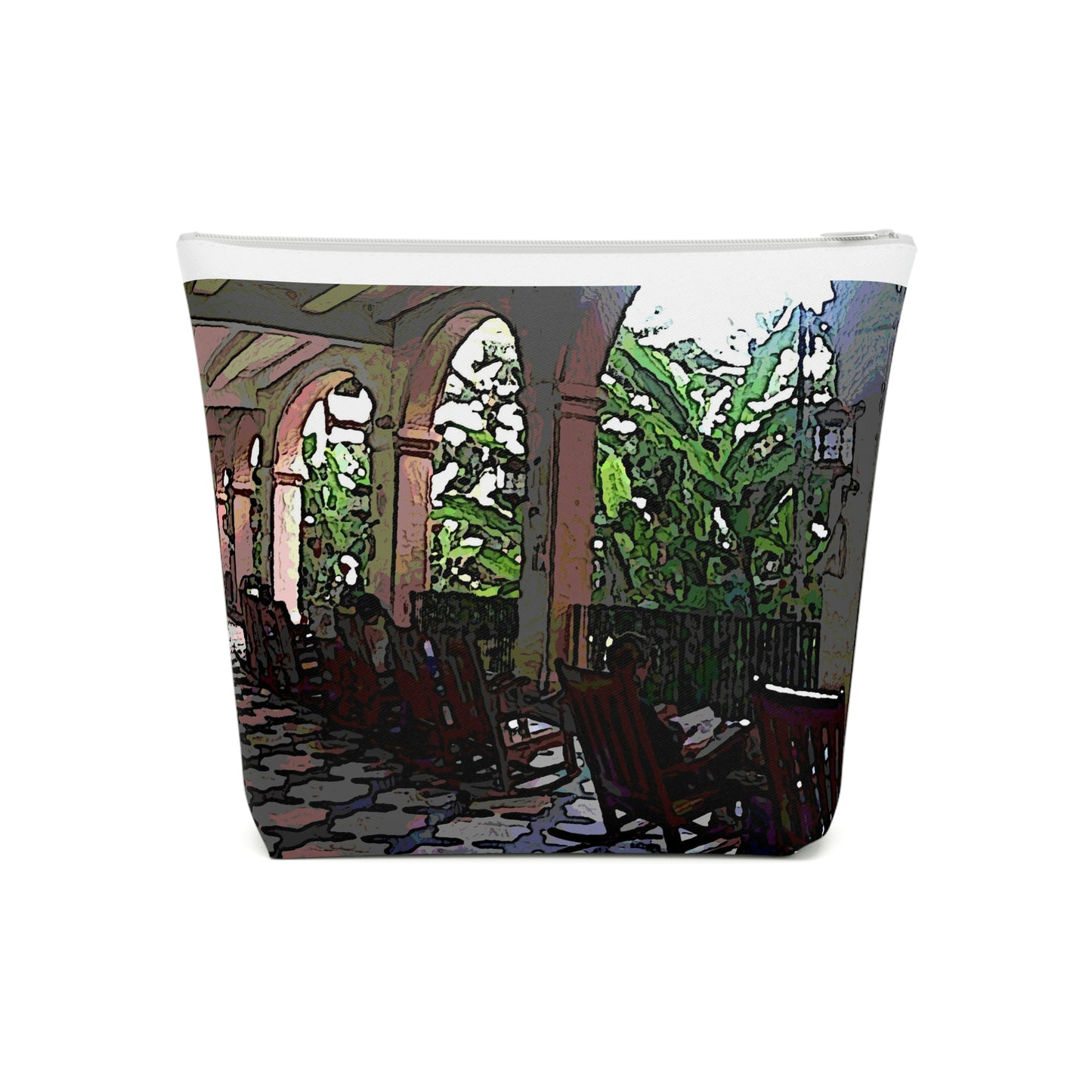 Cotton Cosmetic Bag ...  Lanai & Rocking Chairs At: 'The Pink Palace' ... The Royal Hawai'ian ... Honolulu, HI ... '27Oct2014' ... Original Works ...