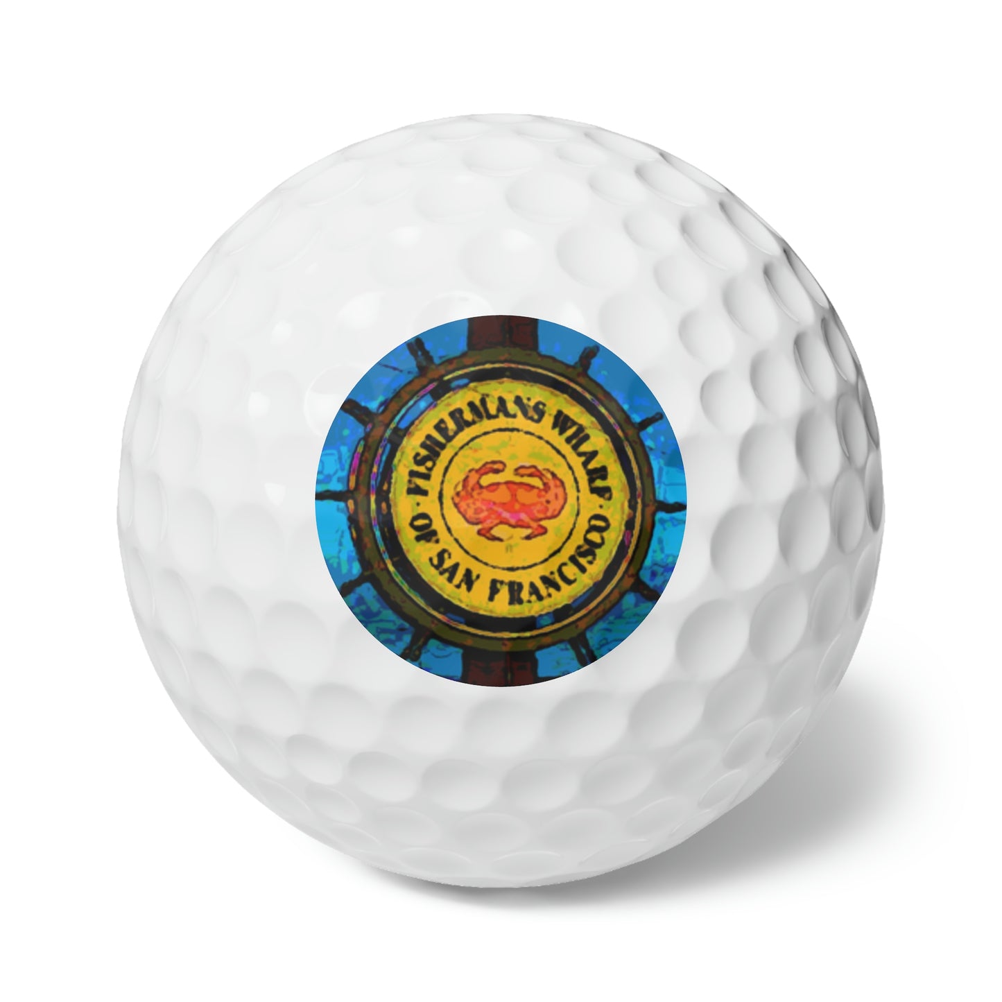 Golf Balls, 6pcs ... "No.9 Fishermen's Grotto - Fishermen's Wharf, SF, California" ... Family Archives: 1970's ... Original Works ...
