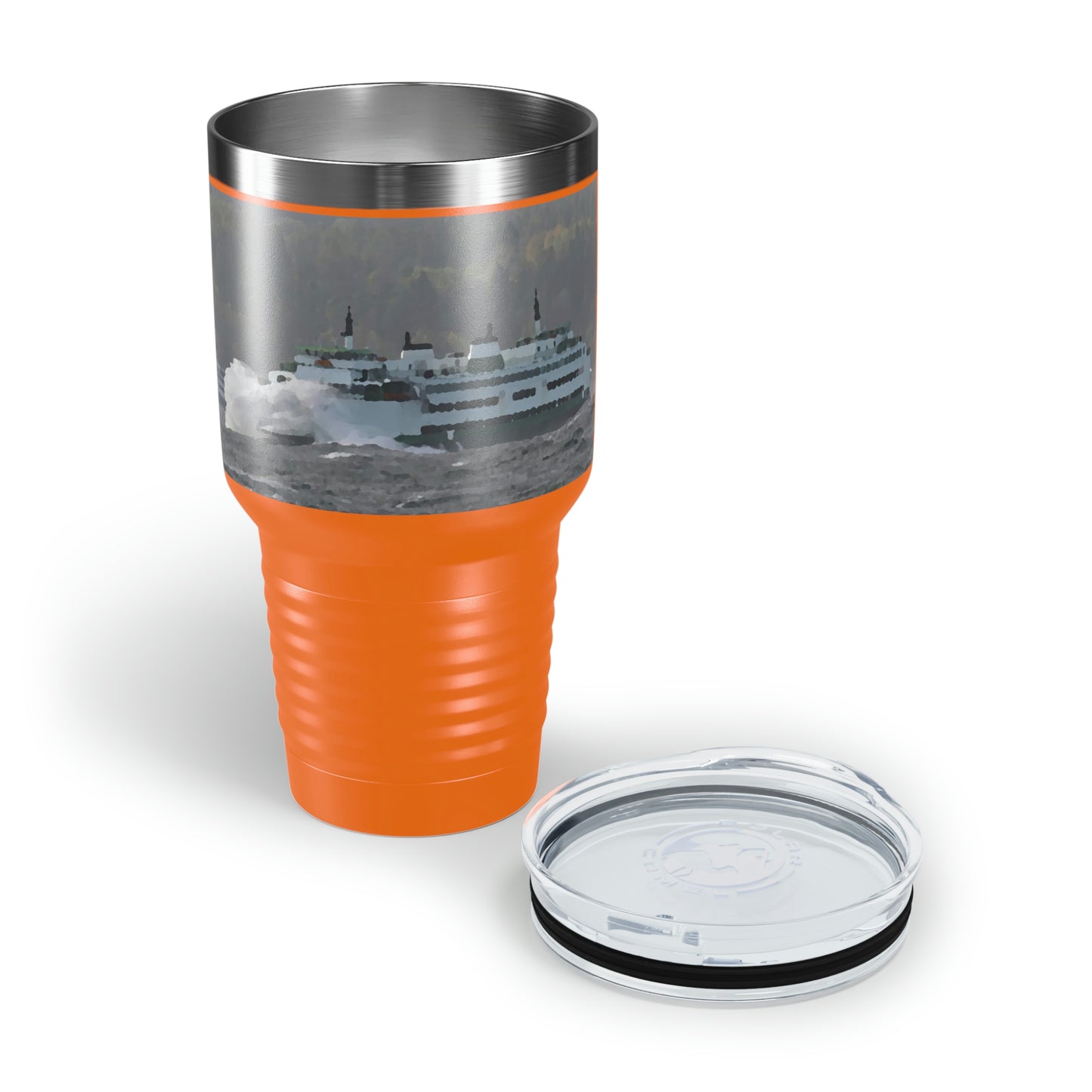 Ringneck Tumbler, 30oz ... WADOT Ferry Crossing ... "A Very Rough Day" ... Mulkiteo Route ... Family Archives ... Early 1990's' ... Original Works ...