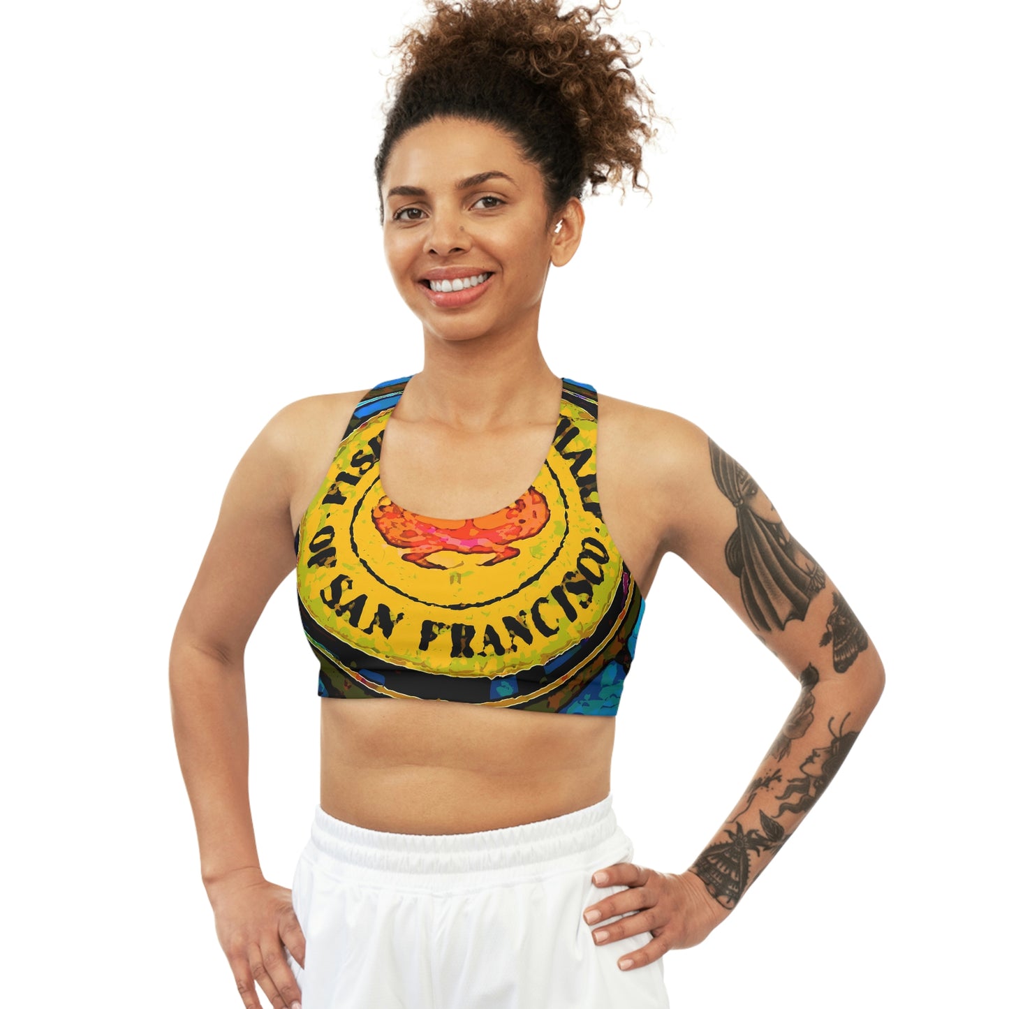 Seamless Sports Bra (AOP) ...  "No.9 Fishermen's Grotto - Fishermen's Wharf, SF, California" ... Family Archives: 1970's ... Original Works ...