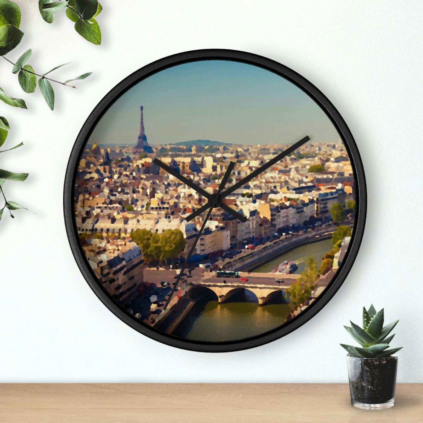 Wall clock ... Au Paris ... "Along The River Seine" ... Barbara Joan Bonnel-Holt: 1972 ... Original Works ...