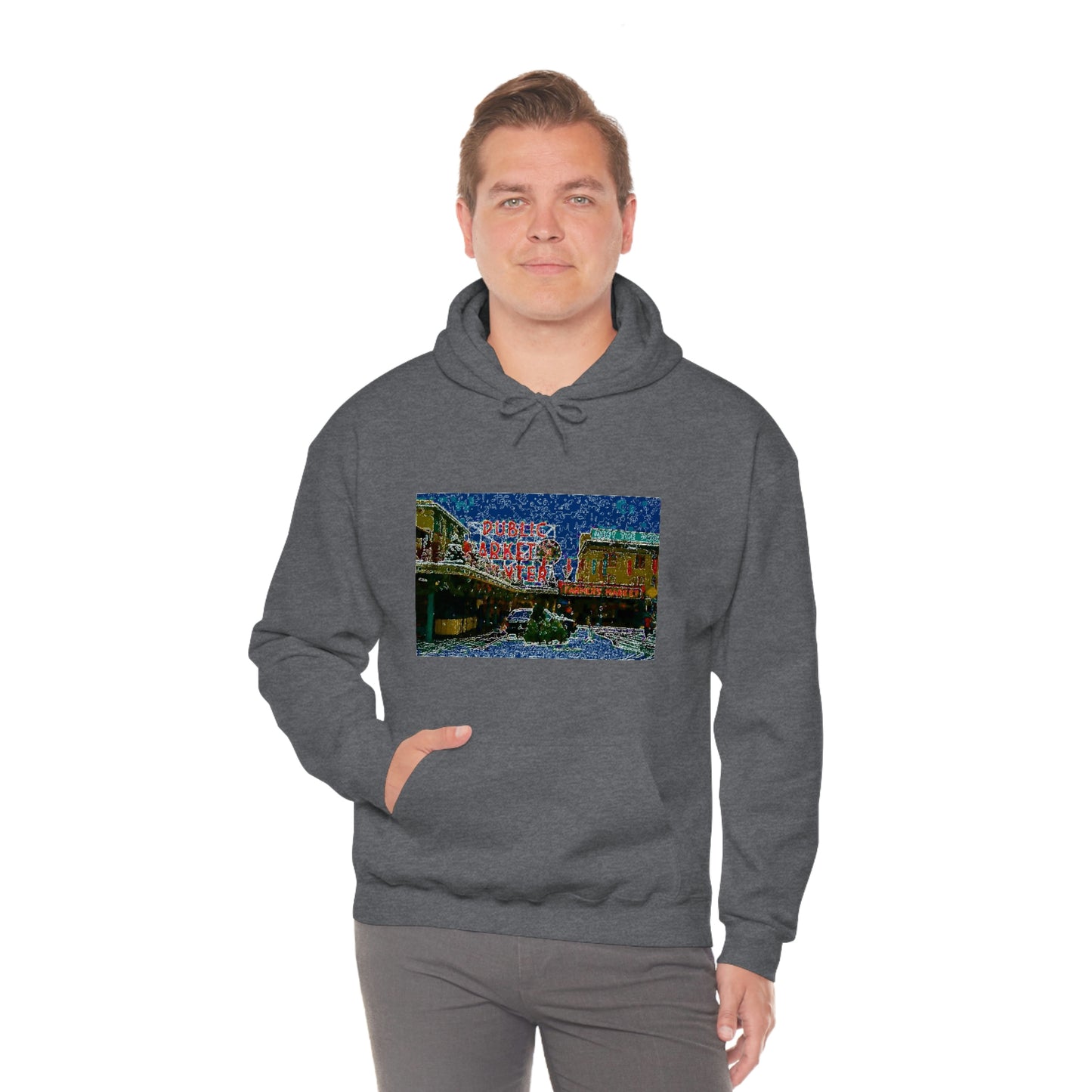 Unisex Heavy Blend™ Hooded Sweatshirt ... Pike Place Market: 'The Public Market', Seattle, Washington. Circa Fall 2013 ...
