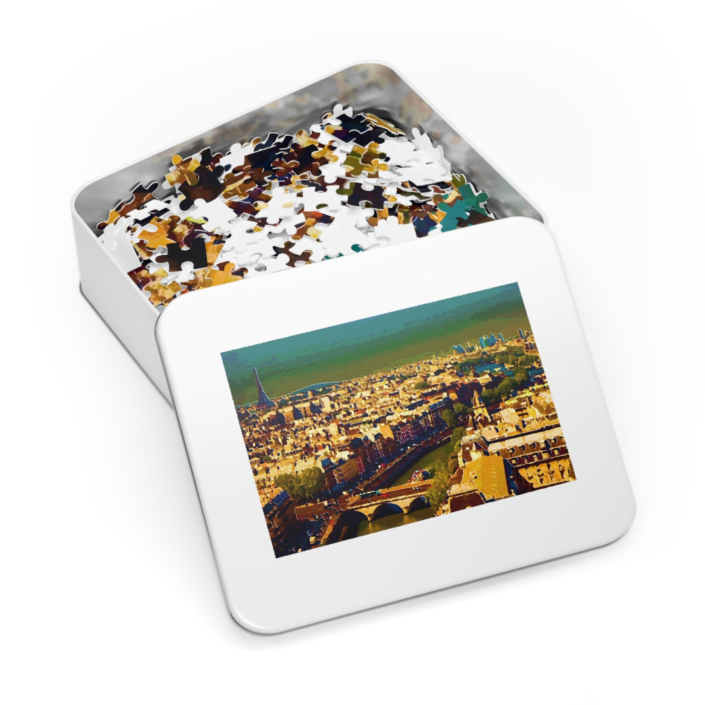 Jigsaw Puzzle (30, 110, 252, 500,1000-Piece) ... Au Paris ... "Along The River Seine" ... Barbara Joan Bonnell-Holt: 1972 ... Original Works ...