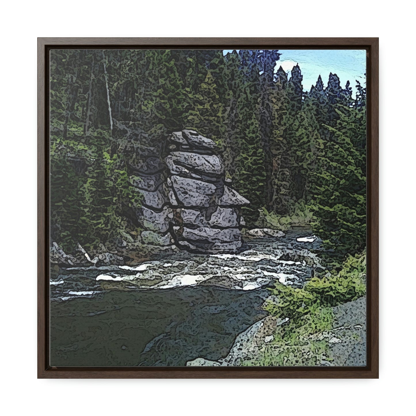 Gallery Canvas Wraps, Square Frame ...  "I Am Innocent" ... Tricky-Dick Immortalized ... Nixon Rock: Along The River ... Central Idaho, Summer 2020 ... Original Works ...