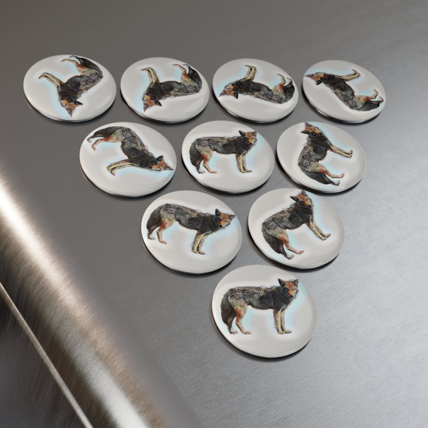 Button Magnet, Round (1 & 10 pcs) ... Coyote ... "Yosemite Valley: Circa May23 ... KPH Base Photo" ... Original Works ...