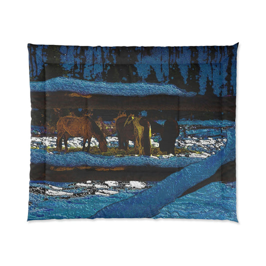 Comforter ... A Horse ... A Saddle ...  Foraging Through The Snow ...  An_Asses 'Cry' ... Central Idaho, November 2022 ...  Original Works ...