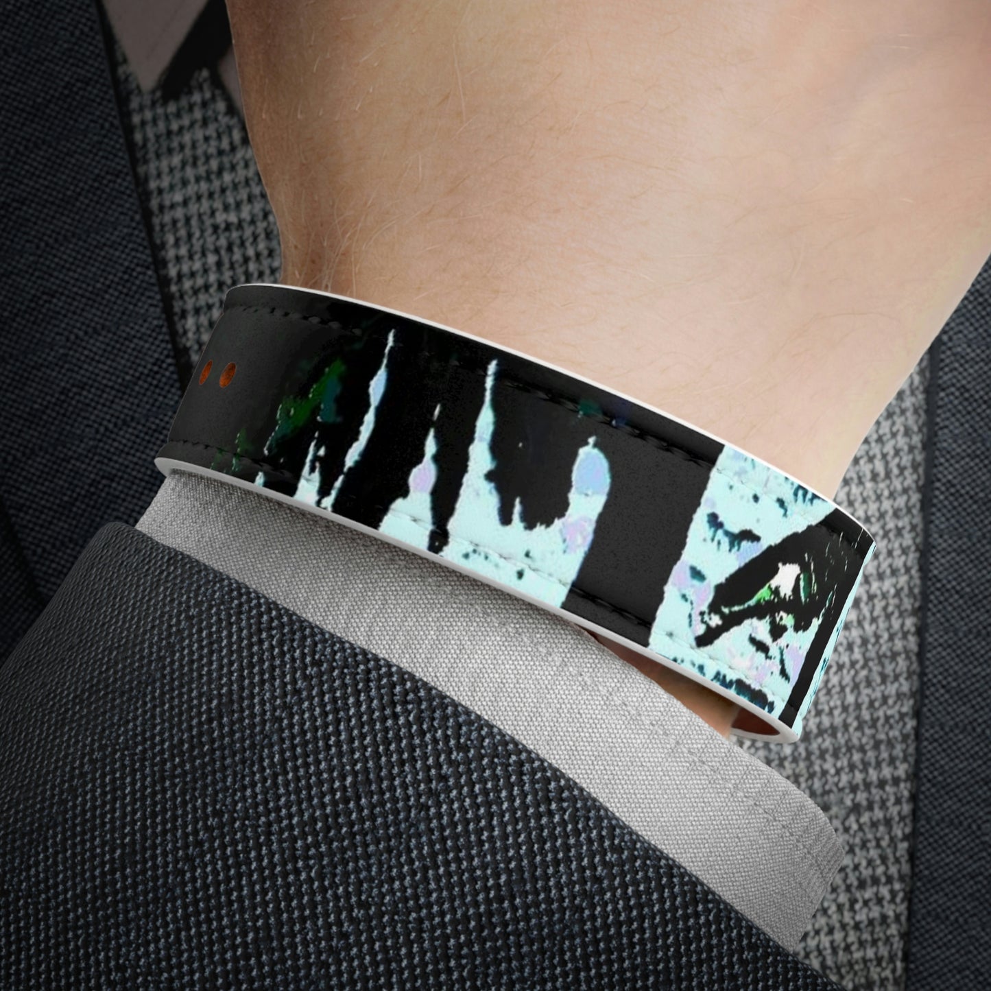 Faux Leather Wristband ...  "A Beautiful Beach Amongst The Palms" ... The Outrigger Waikiki, Honolulu, Oahu ... Original Works ...
