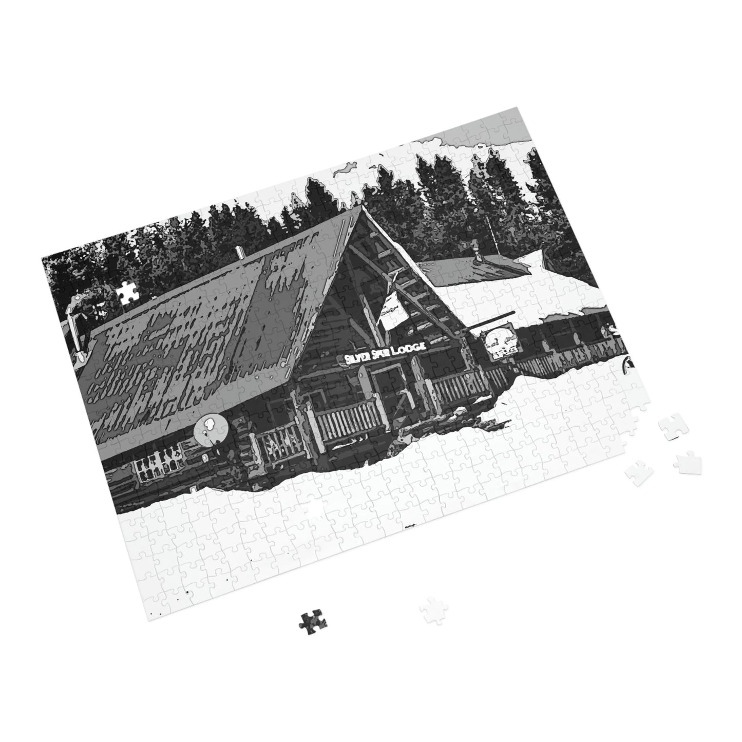 Puzzle (96, 252, 500, 1000-Piece) ... A Beautiful Lodge & Back-Country Outfitter In A Mountain Town ... 'Dixie, Idaho, November 2022' ... Original Works ...