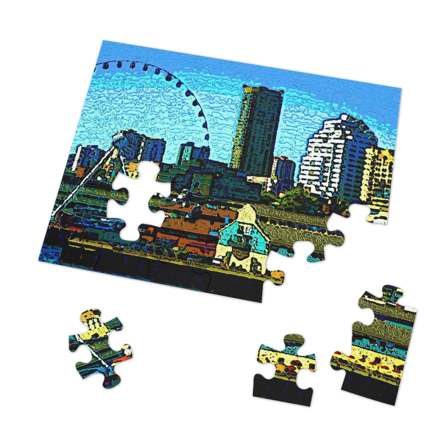 Jigsaw Puzzle (30, 110, 252, 500,1000-Piece) ... That Classic Wheel ... 'Seattle's Wheel' ... & An Old Classic Waterside Vendors ...  'Family Archives' ... Original Works ...