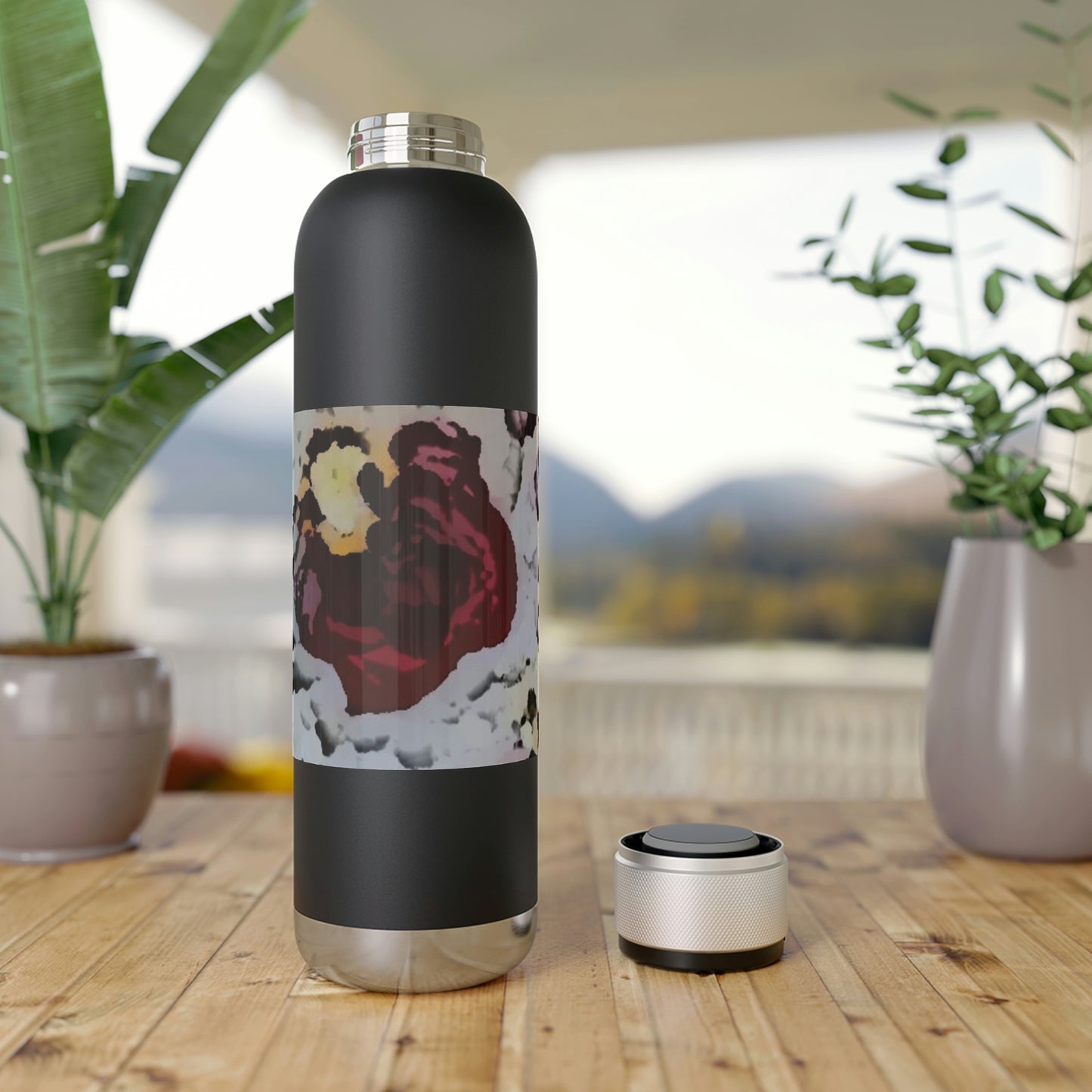 Soundwave Copper Vacuum Audio Bottle 22oz ... "A Friendly Flower" ... Pointsettia 'Pointing' ... Original Works ... (Supplied Photograph) ...