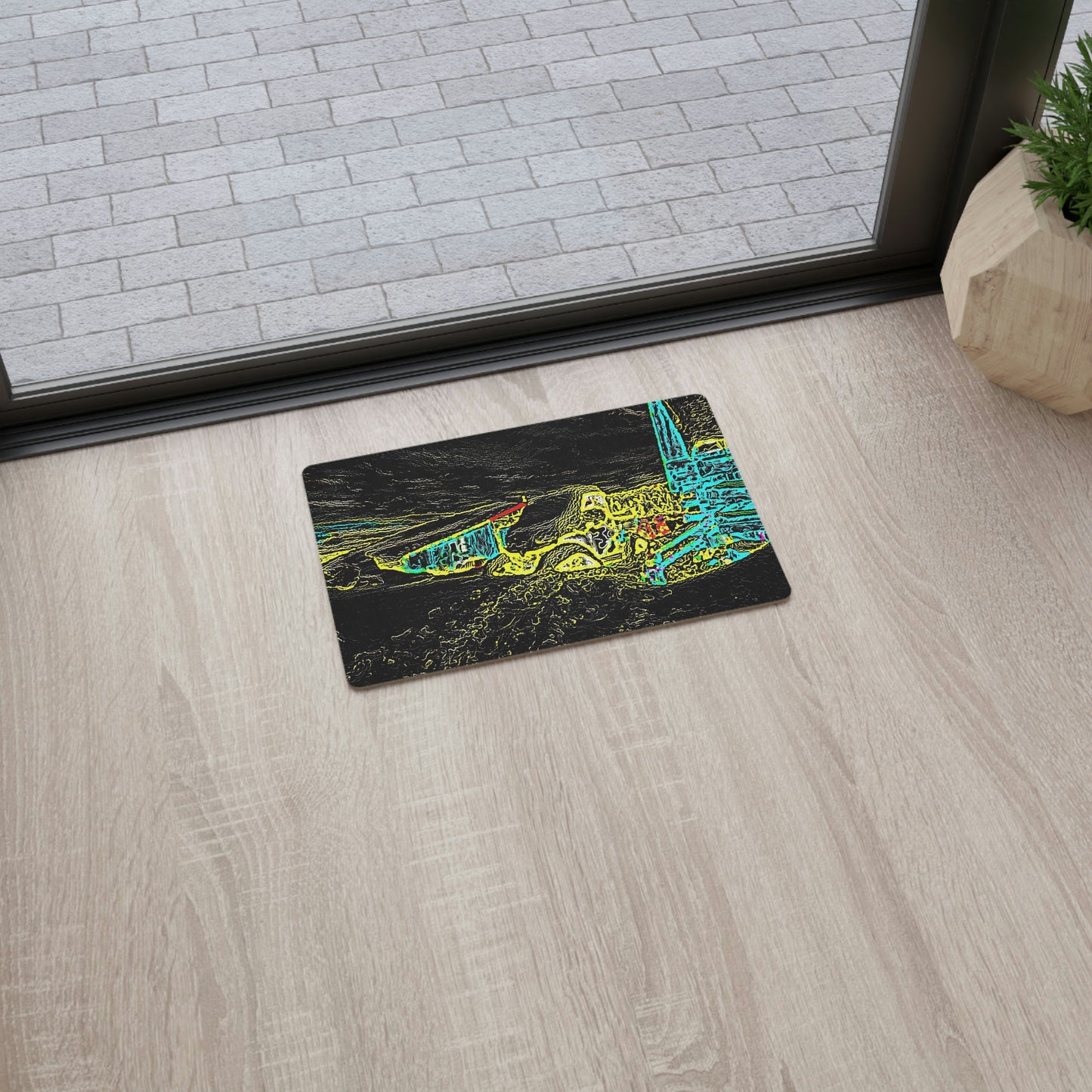 Floor Mat ... "Snow Vehicle In Snow Storm At-Rest" ... Circa 12Mar23 ... Central Idaho ... 18-Hours Rendering Time: Original Works ...
