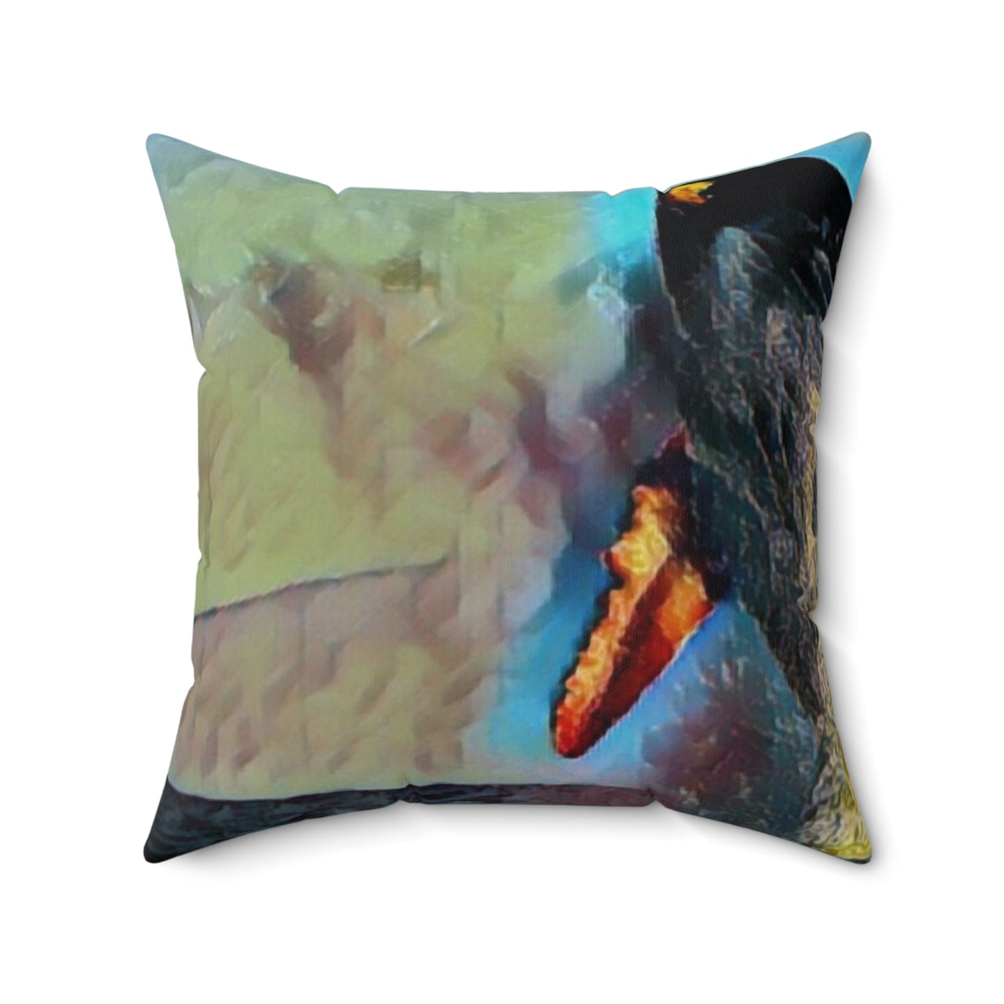 Spun Polyester Square Pillow ... An Extraordinary Humpback Breach ... 'With Explosive Energy' ... Family Archives (KPH) ... Circa: 21st Century. Maui, HI ... Original Works ...