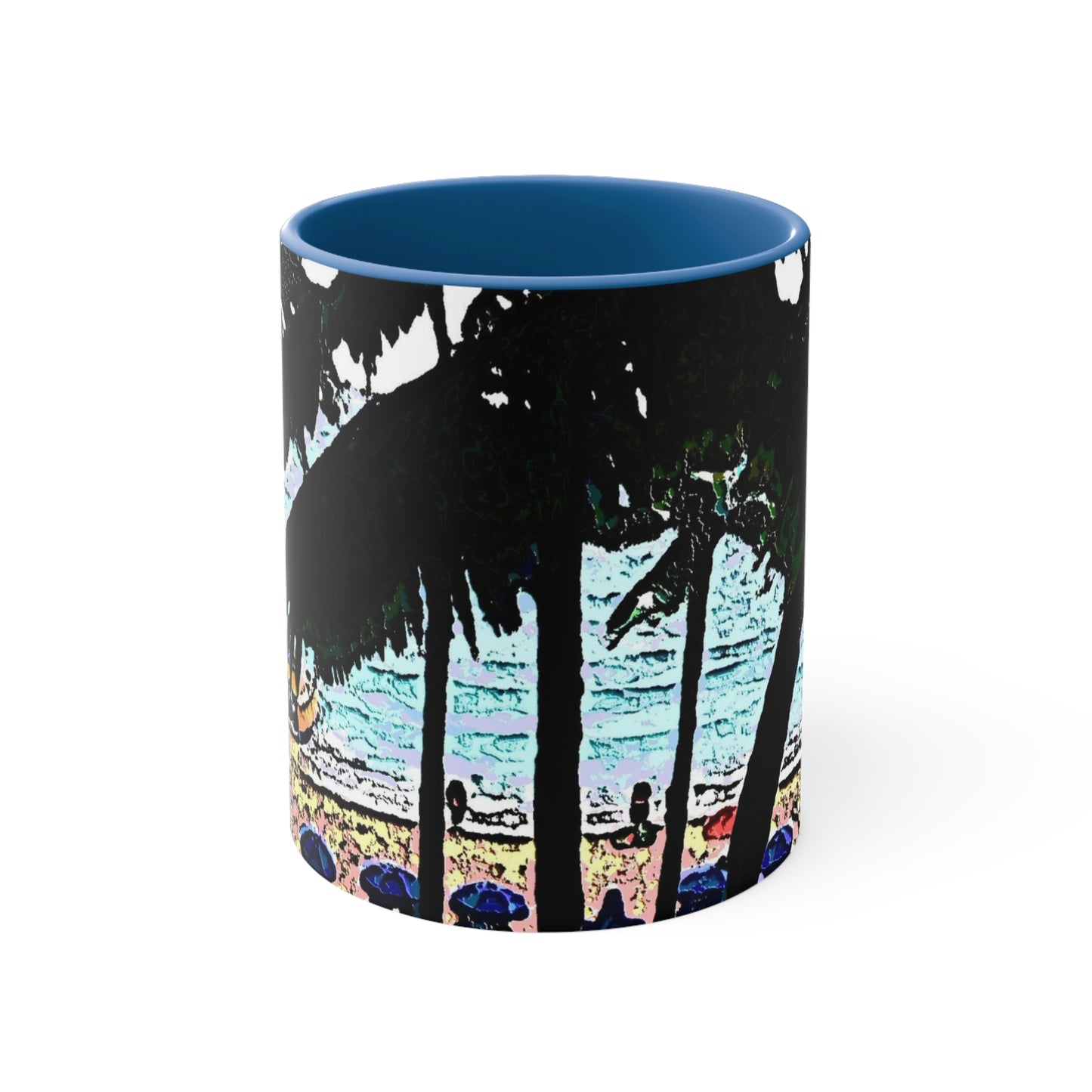 Accent Coffee Mug, 11oz ... "A Beautiful Beach Amongst The Palms" ... The Outrigger Waikiki, Honolulu, Oahu ... Original Works ...