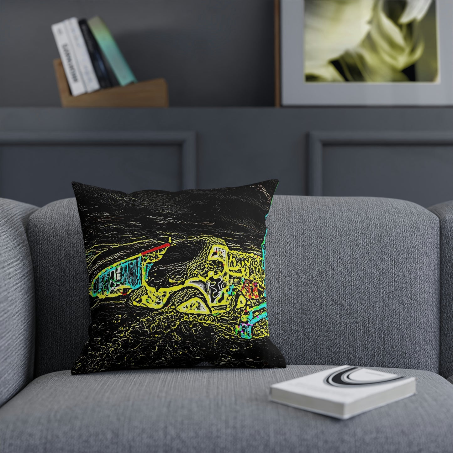 Cushion ...  "Snow Vehicle In Snow Storm At-Rest" ... Circa 12Mar23 ... Central Idaho ... 18-Hours Rendering Time: Original Works ...