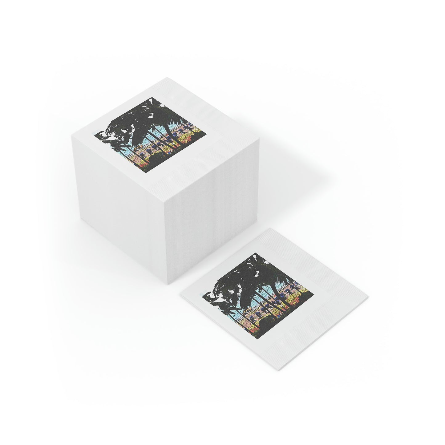 White Coined Napkins ... "A Beautiful Beach Amongst The Palms" ... The Outrigger Waikiki, Honolulu, Oahu ... Original Works ...