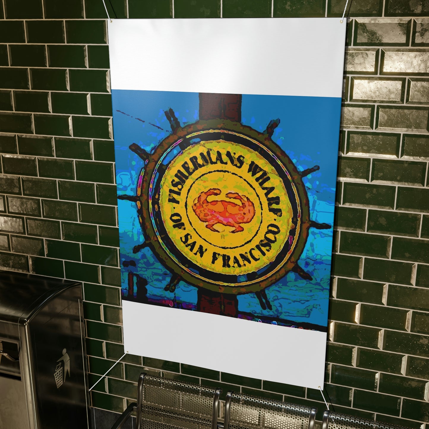Matte Banner ... "No.9 Fishermen's Grotto - Fishermen's Wharf, SF, California" ... Family Archives: 1970's ... Original Works ...