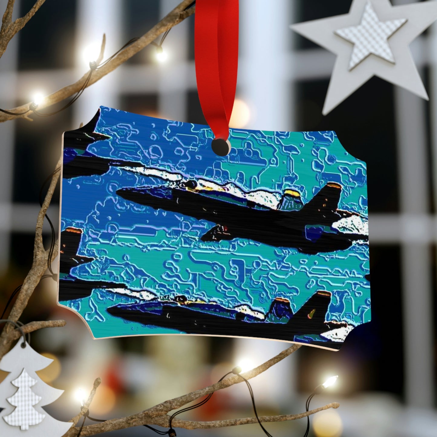 Plywood Ornaments (Round, Berlin) ... Seattle Seafair ..."Blue Angels Run Over Lake Washington" ... Circa Mid 1980's ... Dr FJ Holt ... Original Works ...