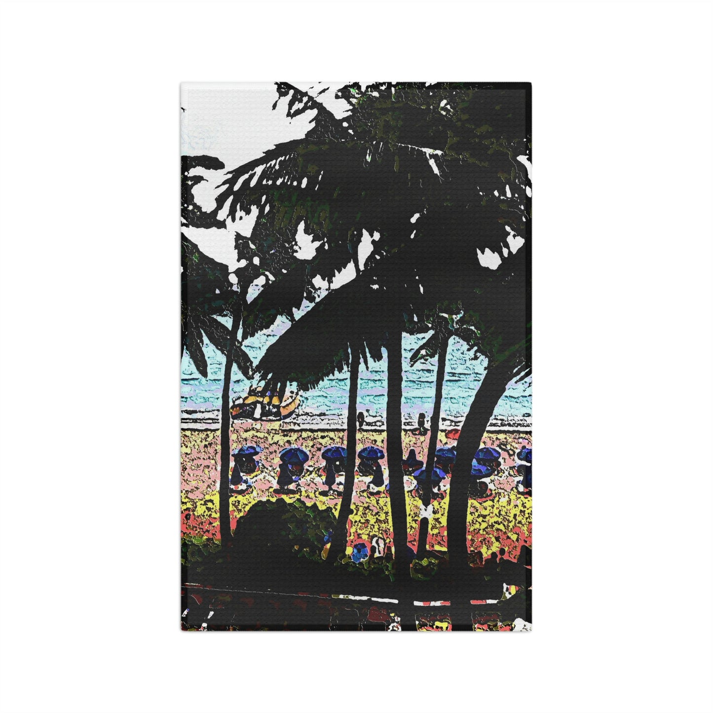 Soft Tea Towel ..."A Beautiful Beach Amongst The Palms" ... The Outrigger Waikiki, Honolulu, Oahu ... Original Works ...