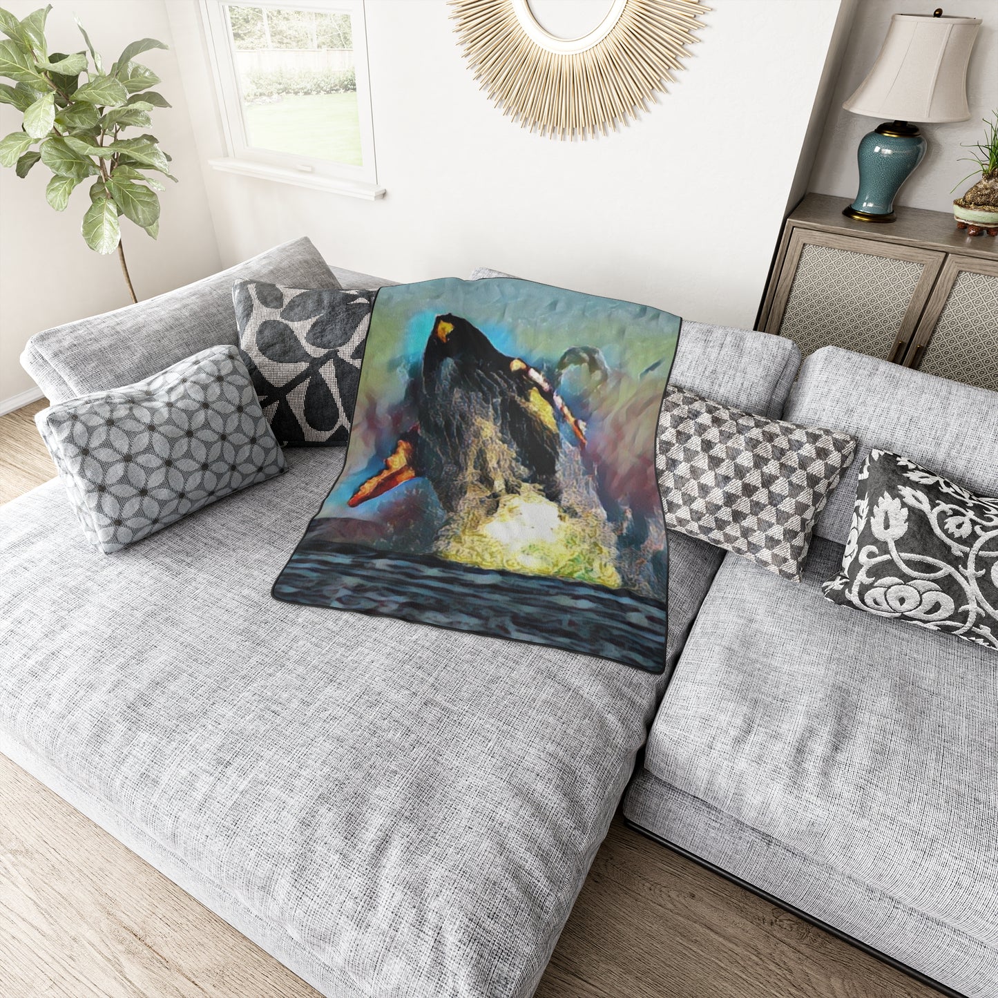 Polyester Blanket ... An Extraordinary Humpback Breach ... 'With Explosive Energy' ... Family Archives (KPH) ... Circa: 21st Century. Maui, HI ... Original Works ...