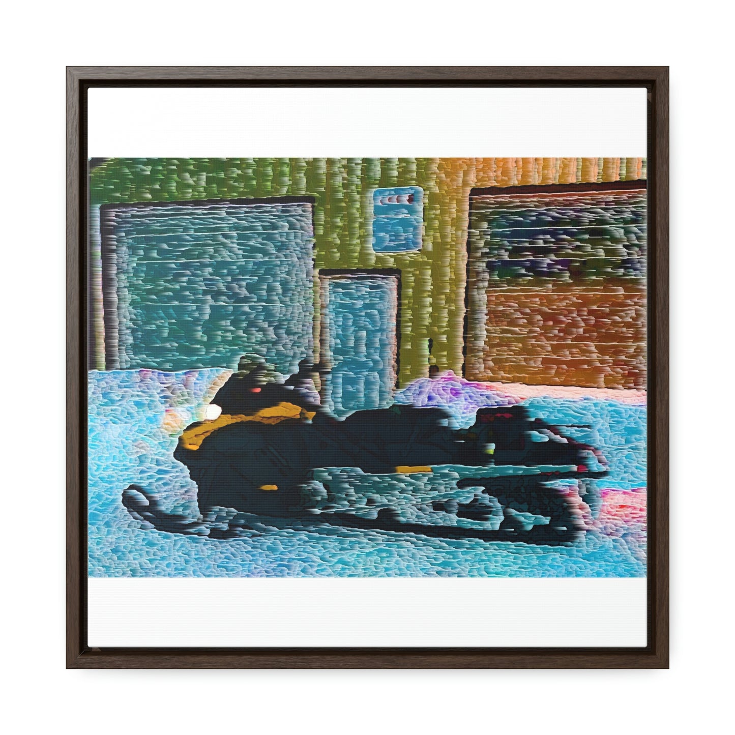 Gallery Canvas Wraps, Square Frame ... Snowmobile & Impressionalism ... 'Collecting Mail & Packages' .... Dixie, Idaho, USA ... Original Works: 10 Hours Rendering Time ...