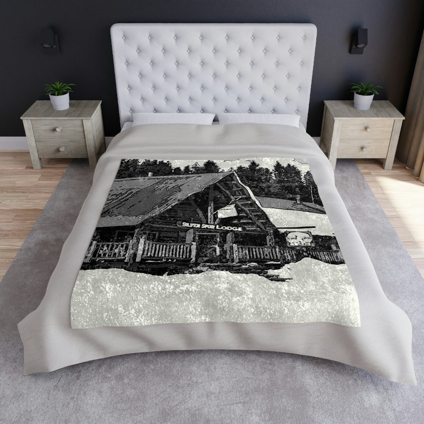 Crushed Velvet Blanket ... A Beautiful Lodge & Back-Country Outfitter In A Mountain Town ... 'Dixie, Idaho, November 2022' ... Original Works ...