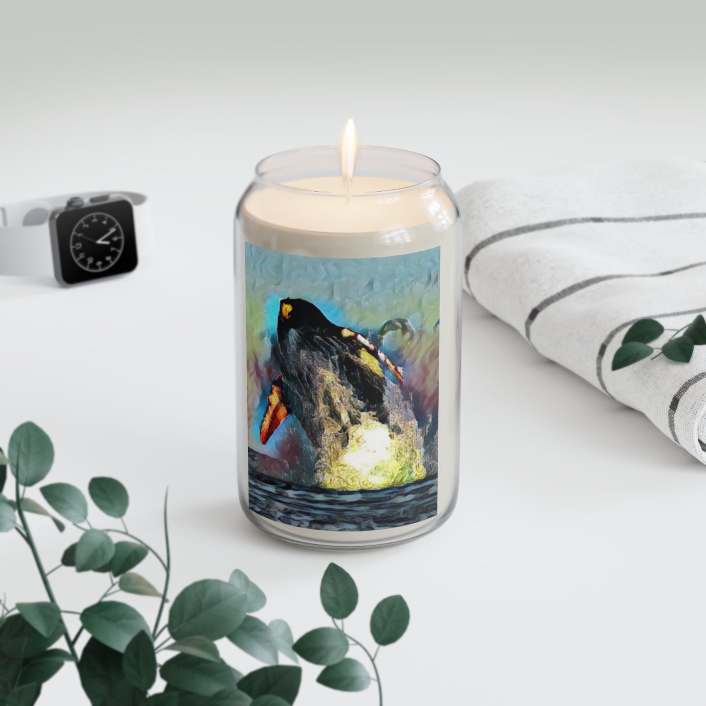 Scented Candle, 13.75oz ... An Extraordinary Humpback Breach ... 'With Explosive Energy' ... Family Archives (KPH) ... Circa: 21st Century. Maui, HI ... Original Works ...