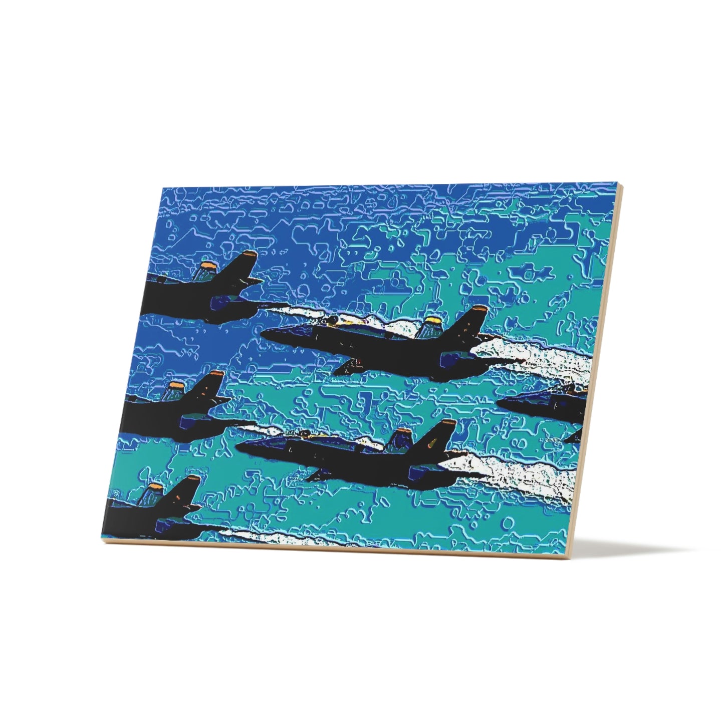 Ceramic Photo Tile ... Seattle Seafair ..."Blue Angels Run Over Lake Washington" ... Circa Mid 1980's ... Dr FJ Holt ... Original Works ...