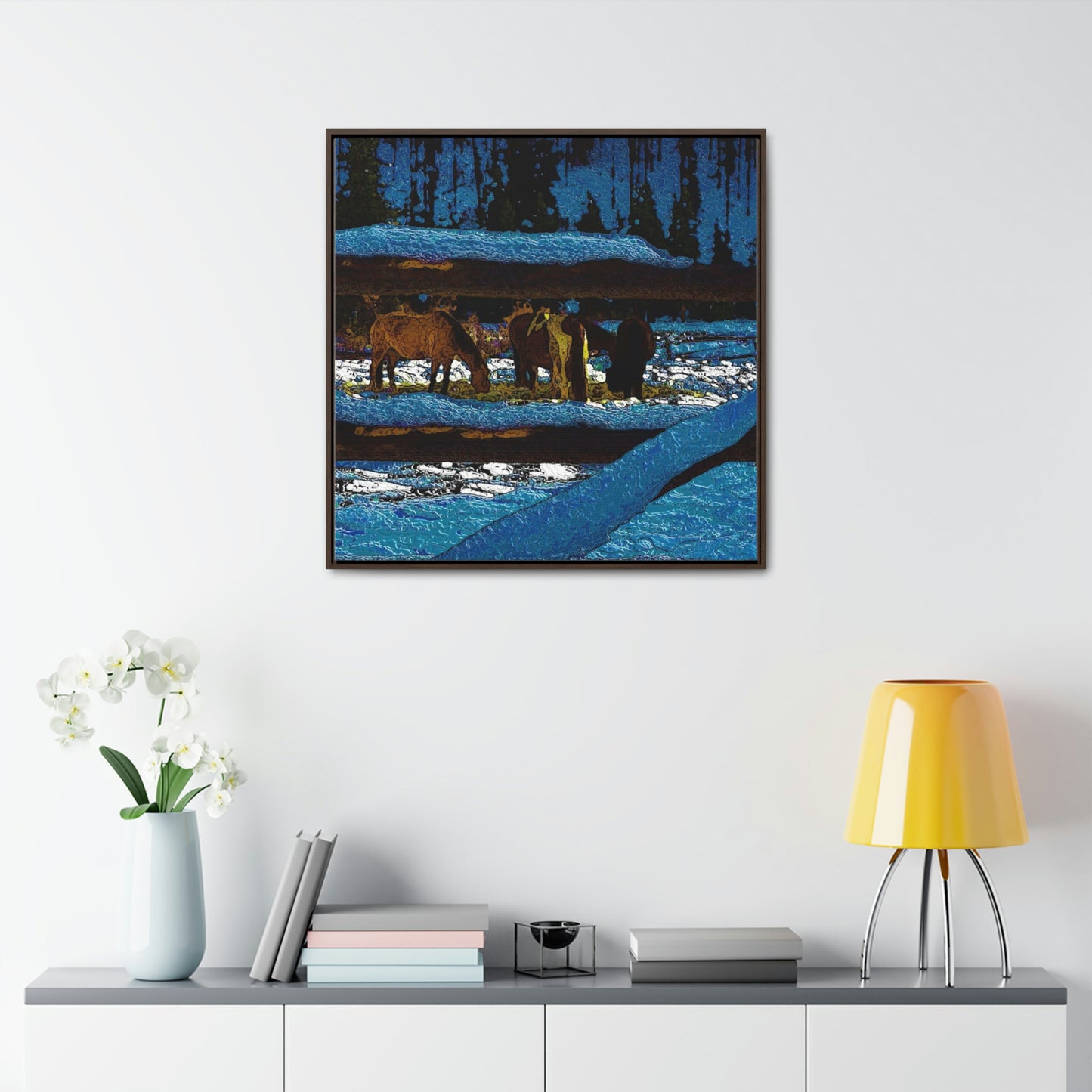Gallery Canvas Wraps, Square Frame ... A Horse ... A Saddle ...  Foraging Through The Snow ...  An_Asses 'Cry' ... Central Idaho, November 2022 ...  Original Works ...