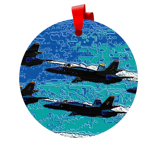 Plywood Ornaments (Round, Berlin) ... Seattle Seafair ..."Blue Angels Run Over Lake Washington" ... Circa Mid 1980's ... Dr FJ Holt ... Original Works ...