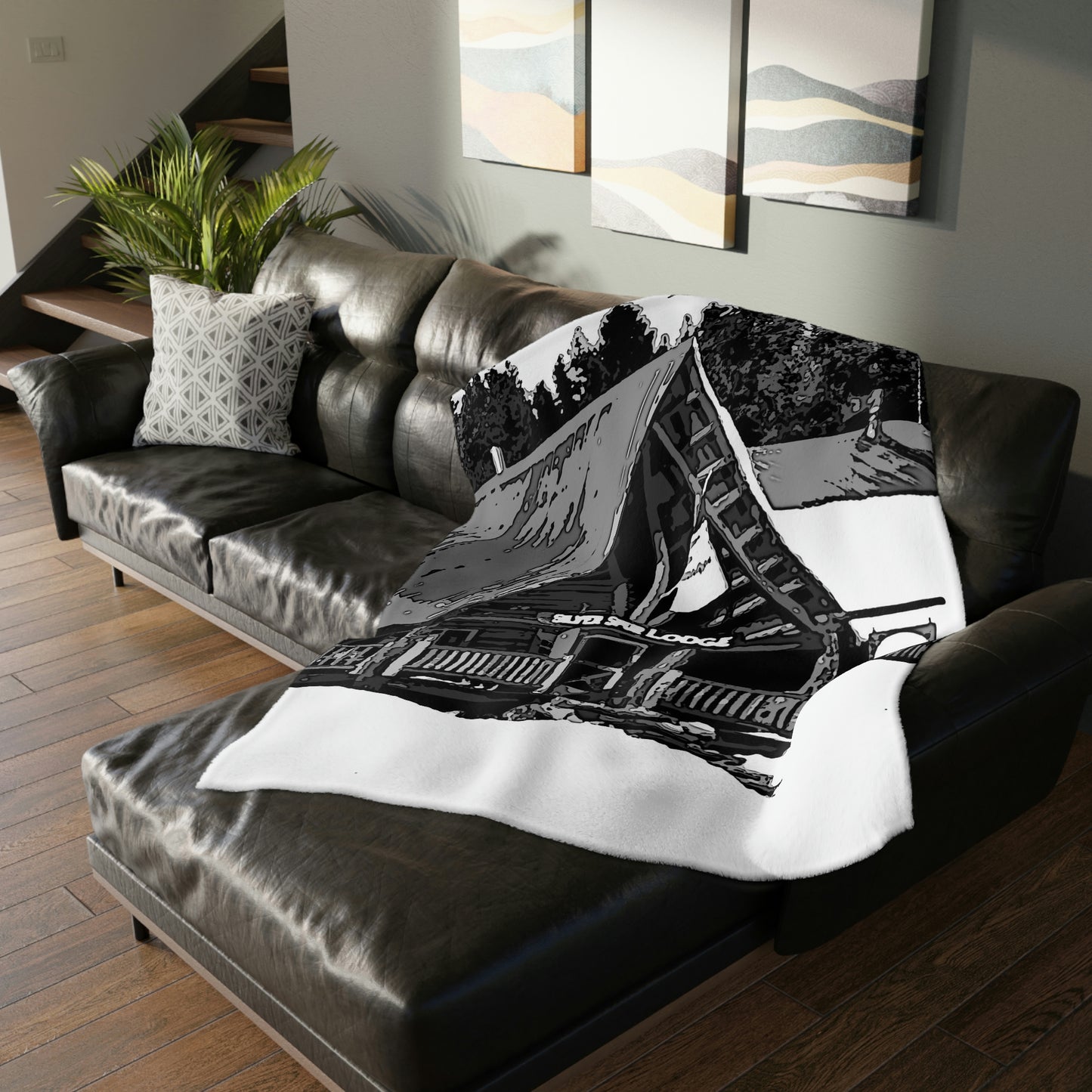 Velveteen Minky Blanket (Two-sided print) ... A Beautiful Lodge & Back-Country Outfitter In A Mountain Town ... 'Dixie, Idaho, November 2022' ... Original Works ...