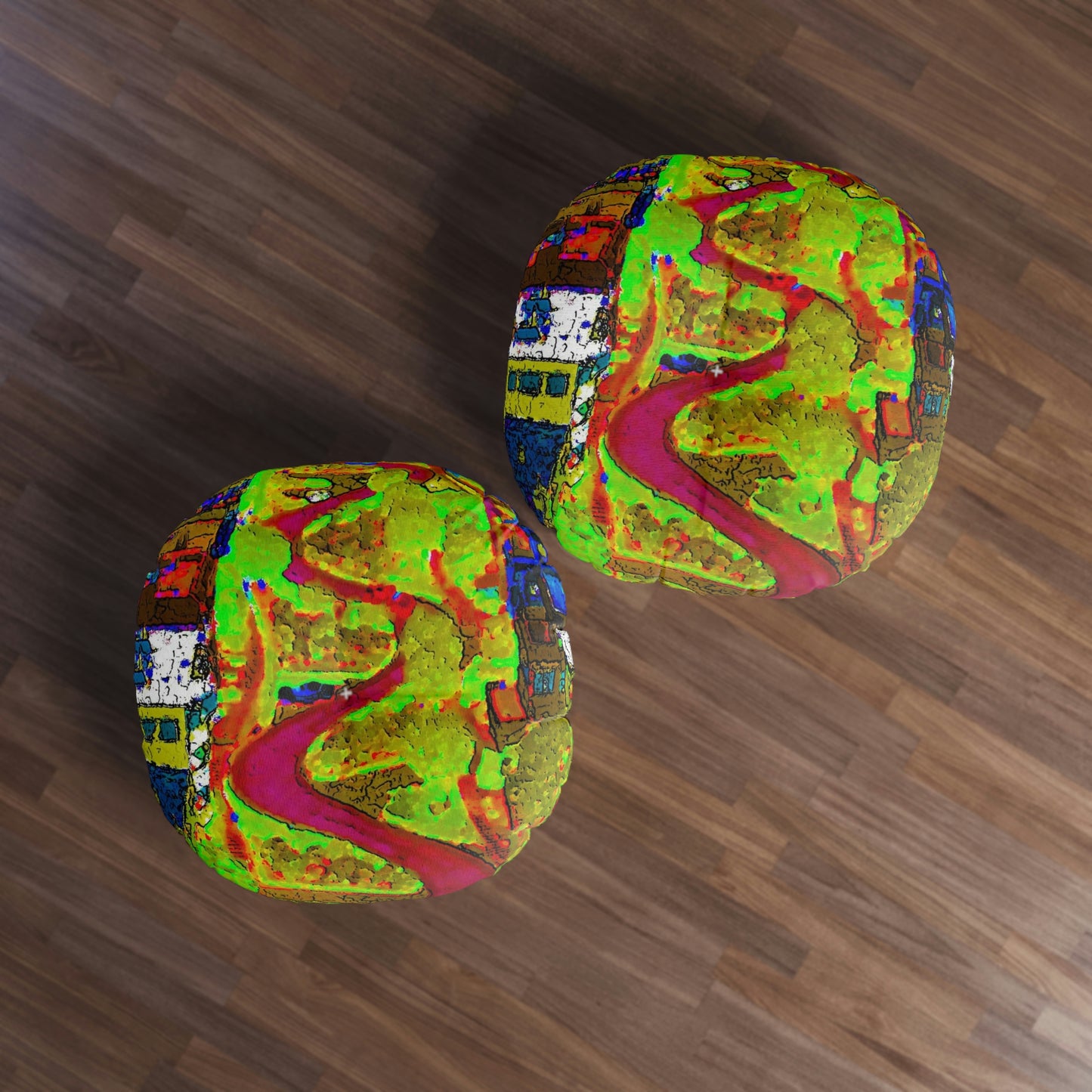 Tufted Floor Pillow, Round ... A Crazy Street ... 'Eight Winding Curve-Switchbacks' ... "Lombard Street, San Francisco, CA' ... Family Archives: 1970's ... Original Works ...