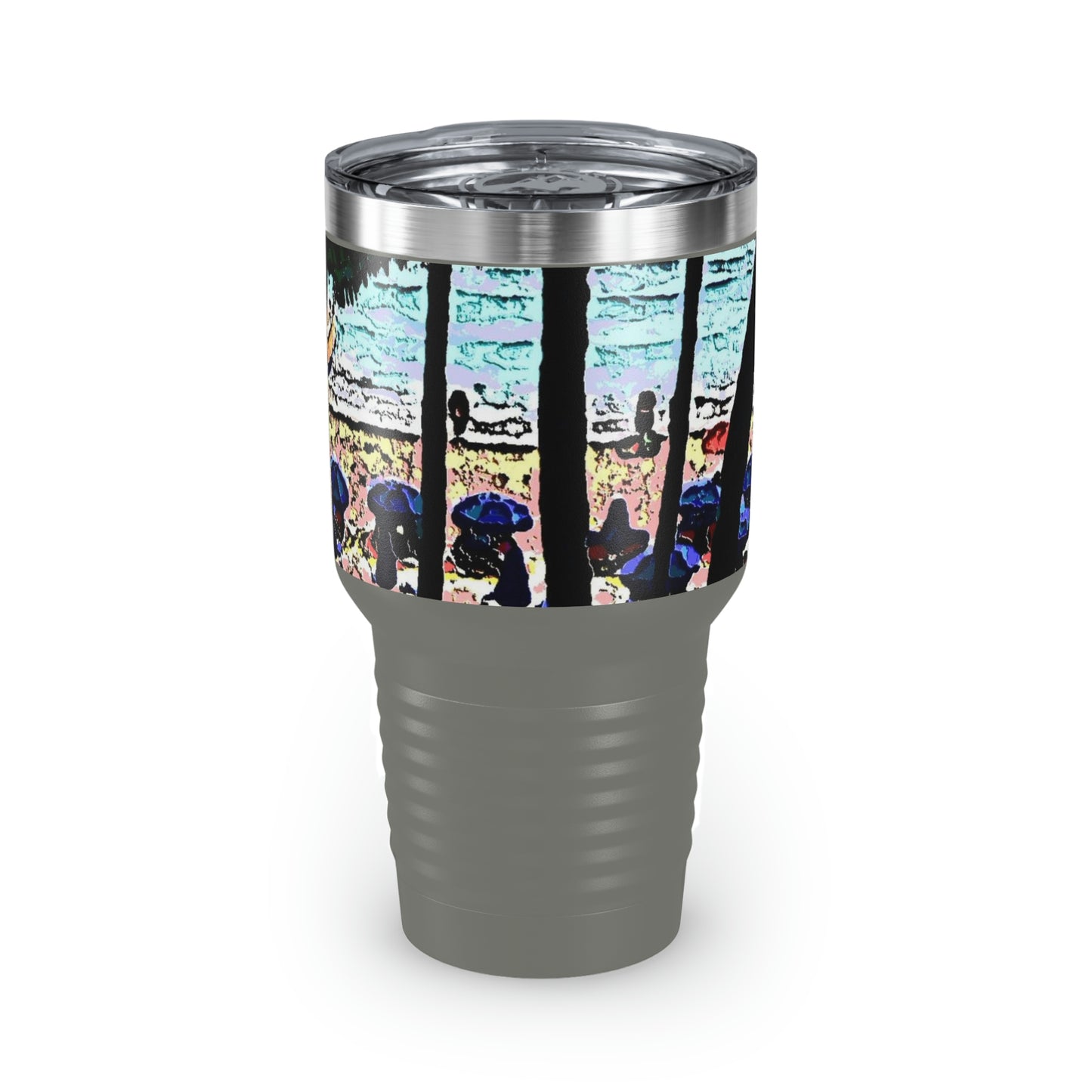 Ringneck Tumbler, 30oz ... "A Beautiful Beach Amongst The Palms" ... The Outrigger Waikiki, Honolulu, Oahu ... Original Works ...