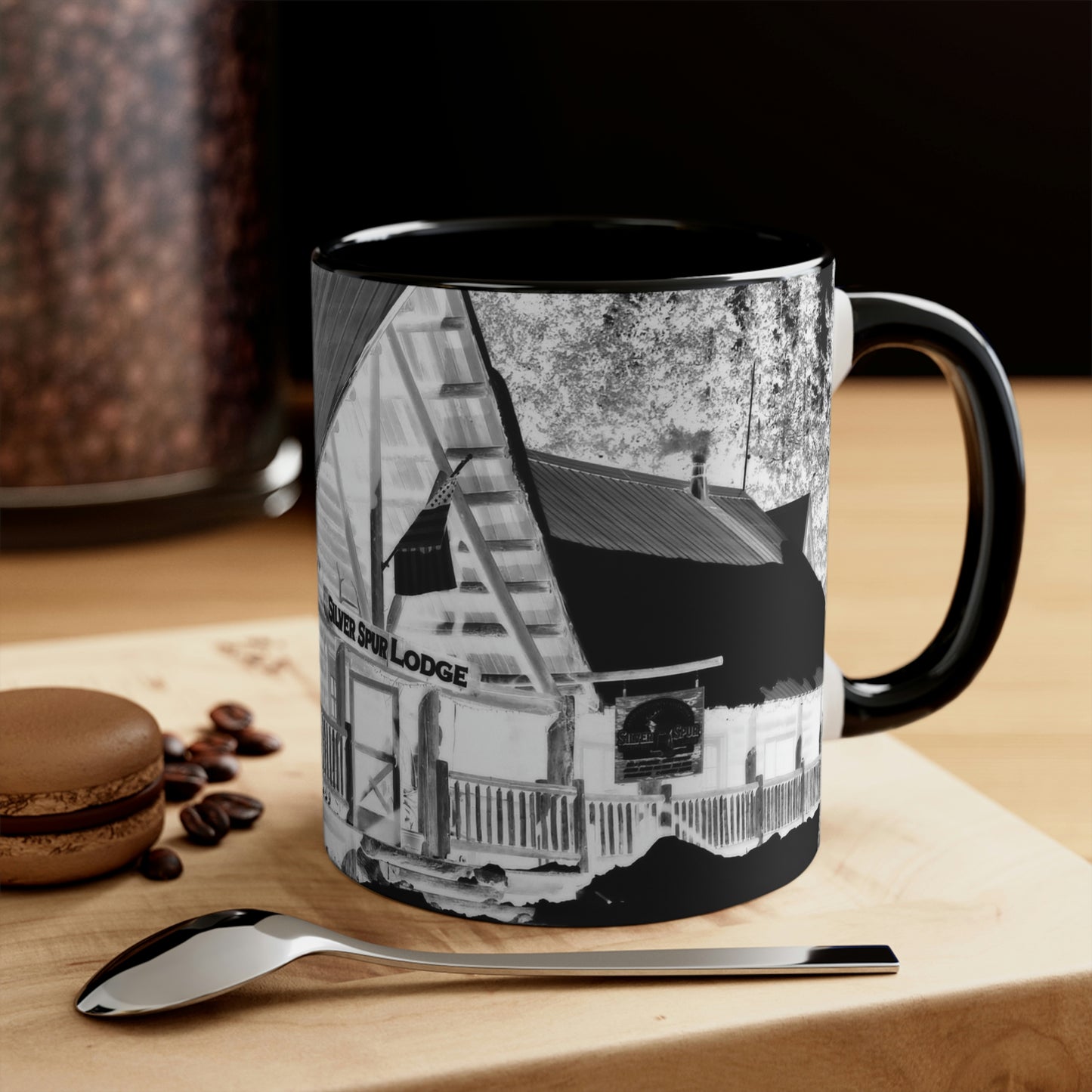 Accent Coffee Mug, 11oz ... A Beautiful Lodge & Back-Country Outfitter In A Mountain Town ... 'Dixie, Idaho, November 2022' ... Original Works ...