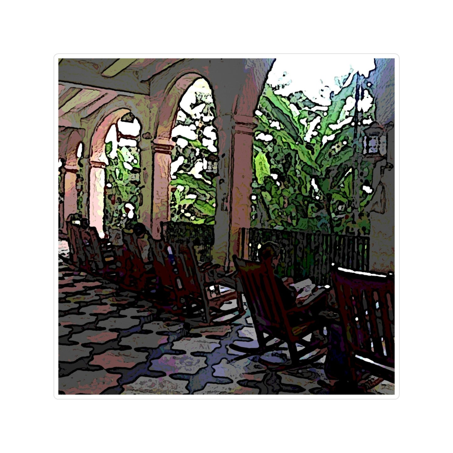 Vinyl Die-Cut Stickers ... Lanai & Rocking Chairs At: 'The Pink Palace' ... The Royal Hawai'ian ... Honolulu, HI ... '27Oct2014' ... Original Works ...