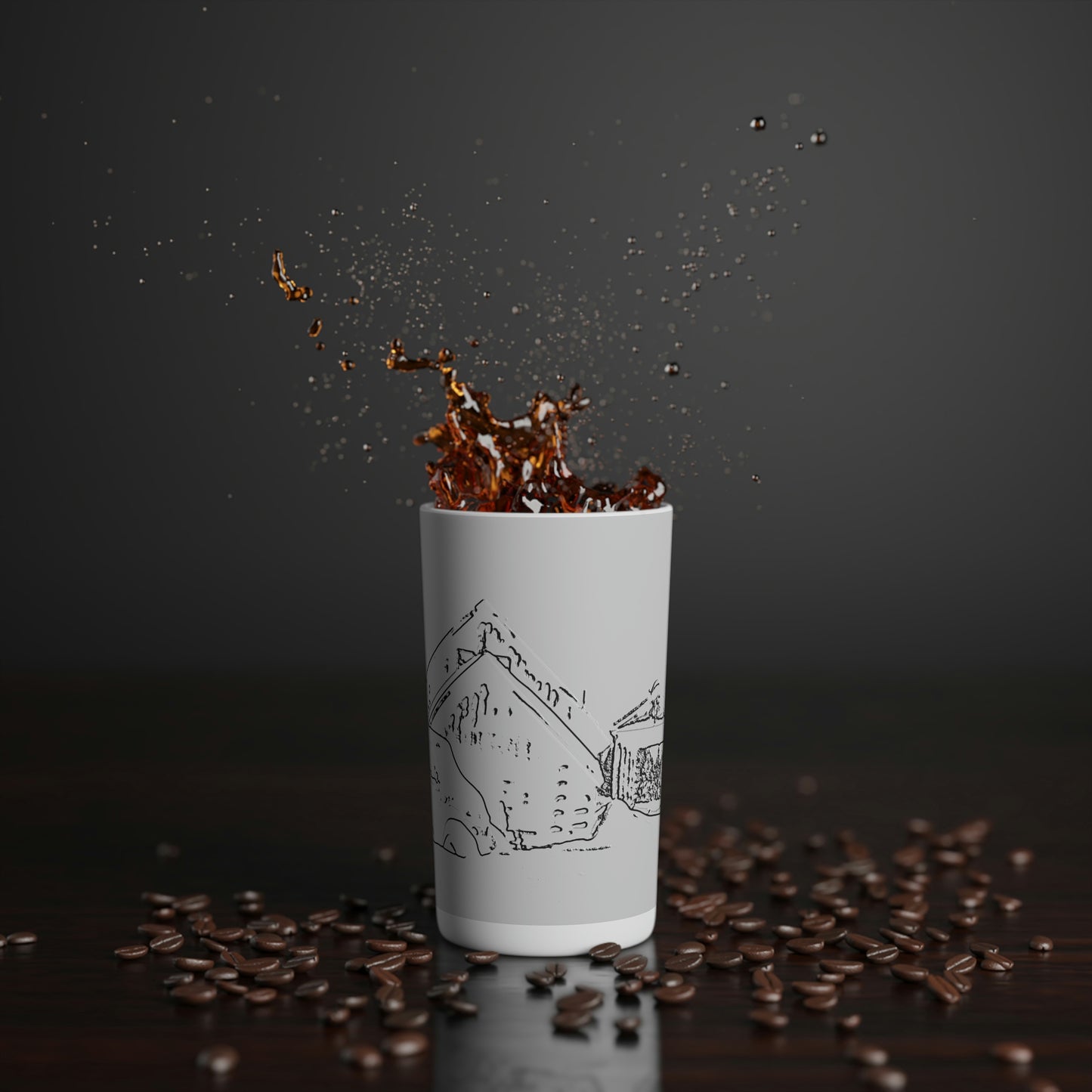 Conical Coffee Mugs (3oz, 8oz, 12oz) ... After An Intense Snow Storm ... 'Digging Out' ... A Vehicle & Cabin "In The Mountains" ... March 2023 ... Original Works ...