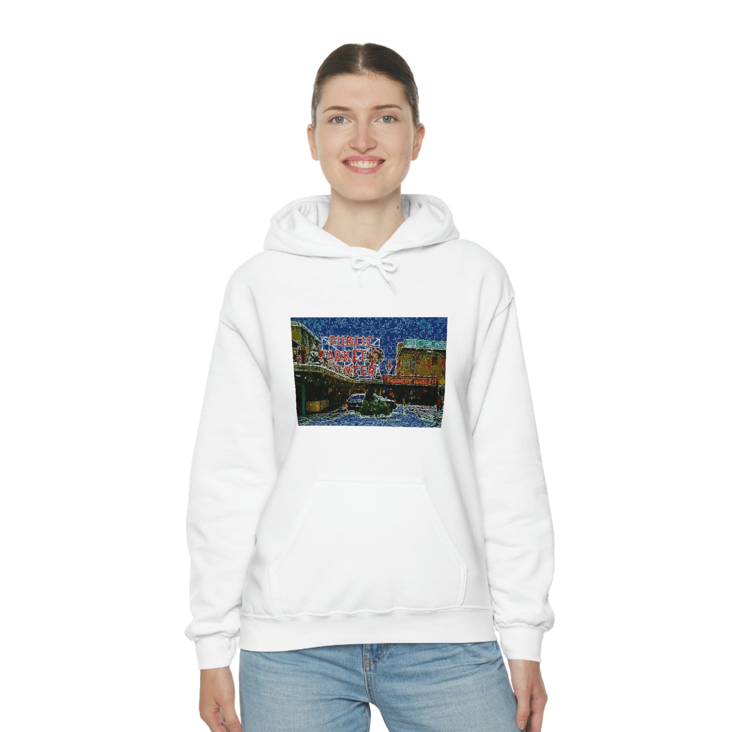 Unisex Heavy Blend™ Hooded Sweatshirt ... Pike Place Market: 'The Public Market', Seattle, Washington. Circa Fall 2013 ...
