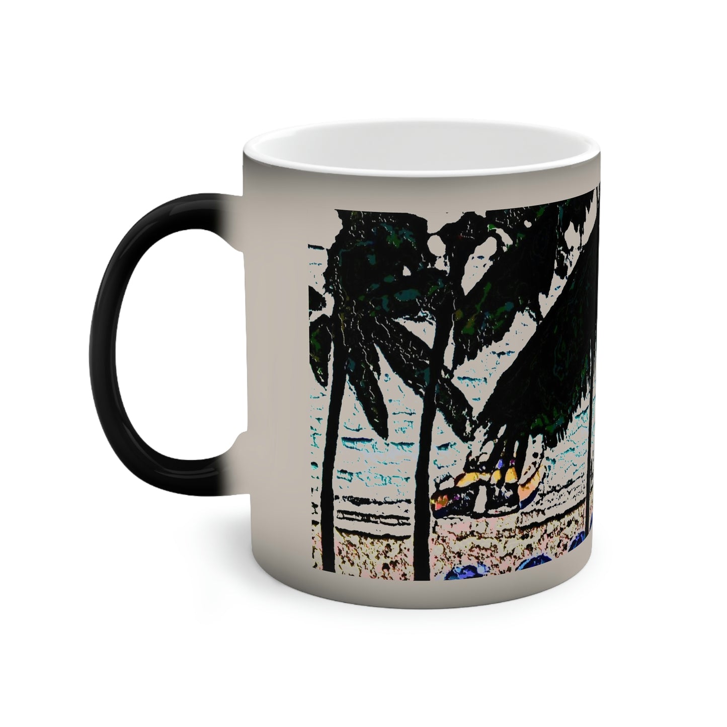 Color-Changing Mug, 11oz ... "A Beautiful Beach Amongst The Palms" ... The Outrigger Waikiki, Honolulu, Oahu ... Original Works ...