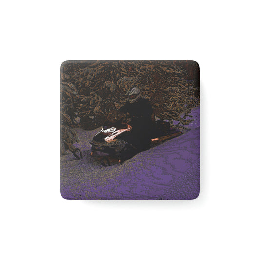 Porcelain Magnet, Square ... Yep ... "Another Day ... Riding Through The Wilderness ... " ... February 2023 ... Original Works ...