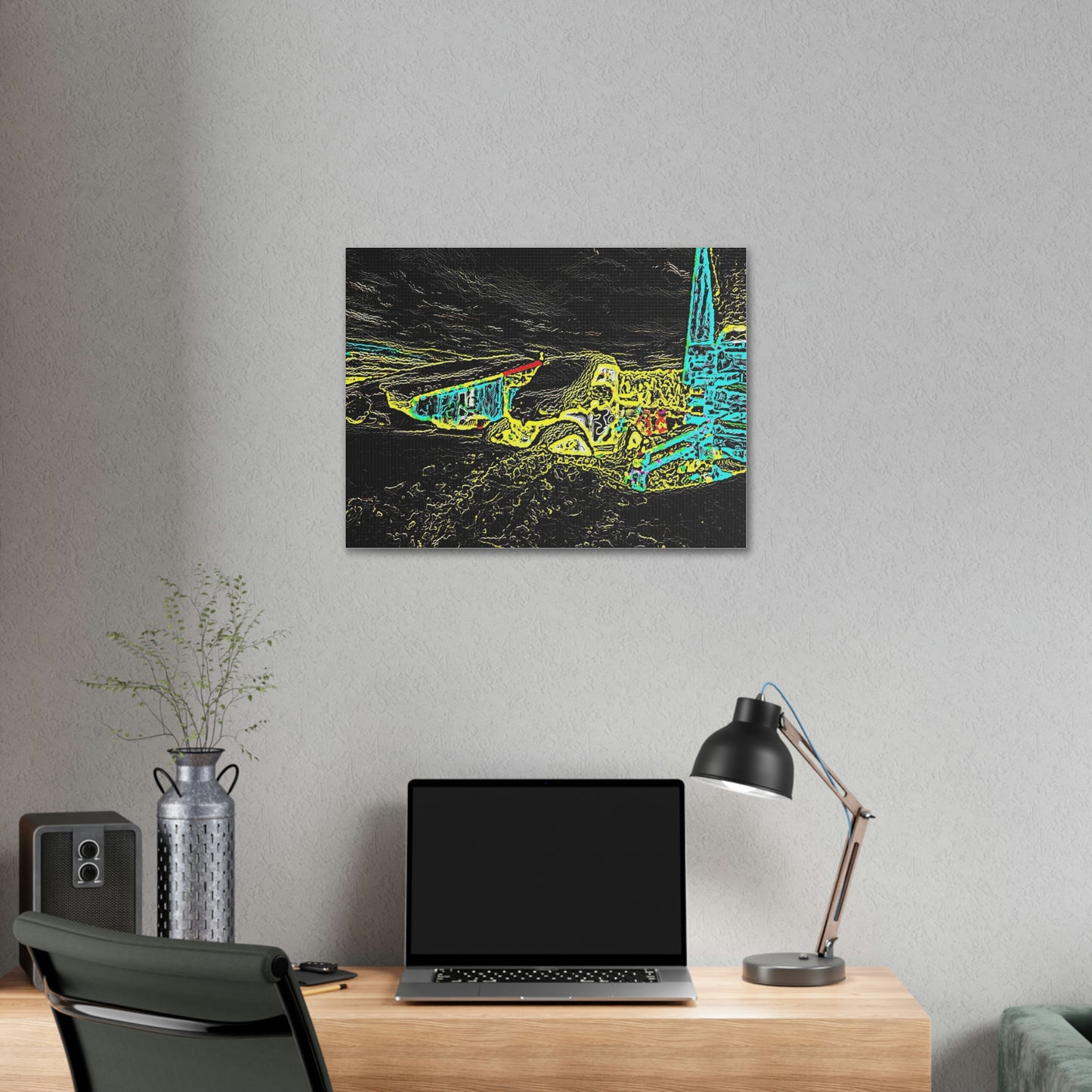 Polyester Canvas ... "Snow Vehicle In Snow Storm At-Rest" ... Circa 12Mar23 ... Central Idaho ... 18-Hours Rendering Time: Original Works ...